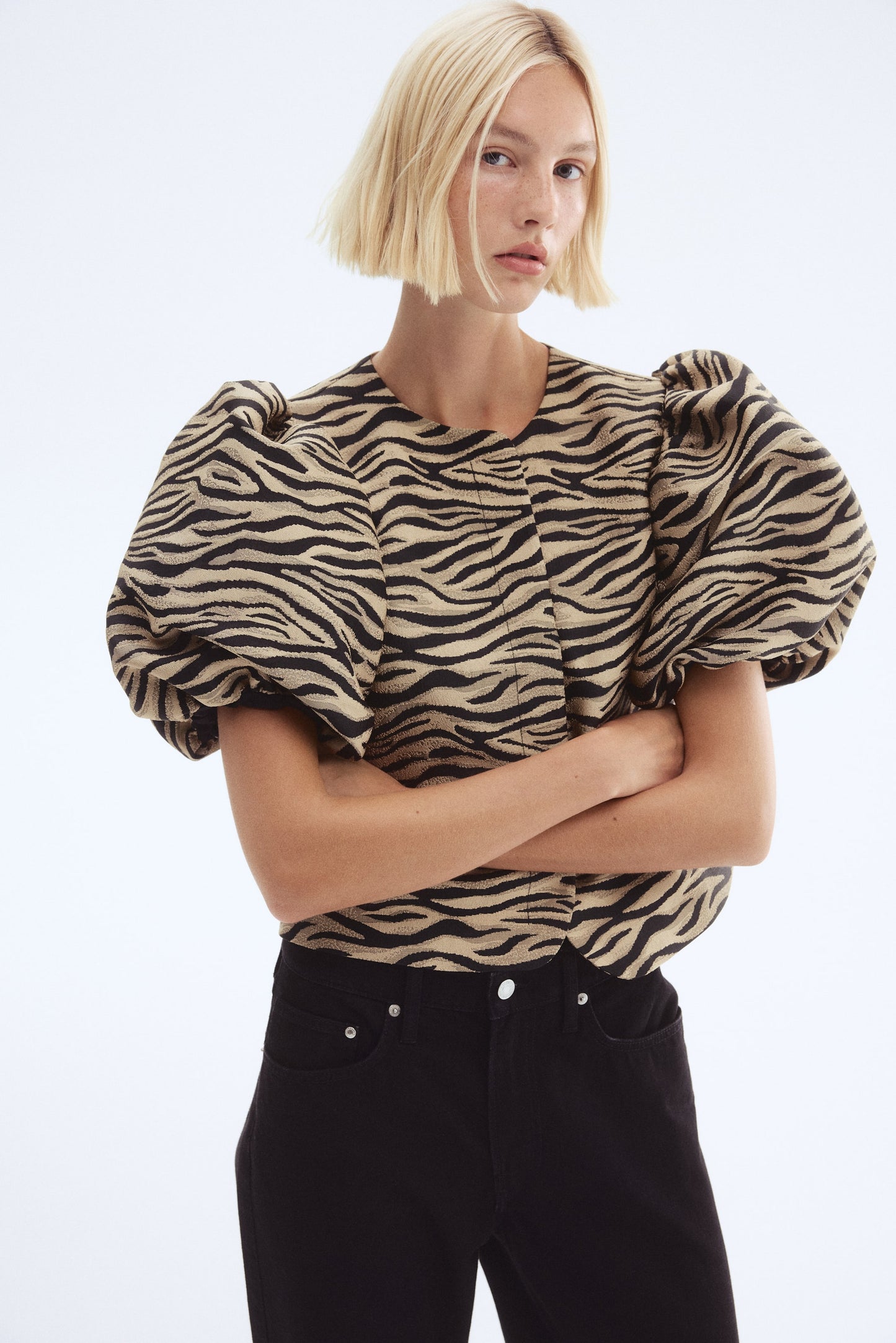 Balloon-sleeved blouse