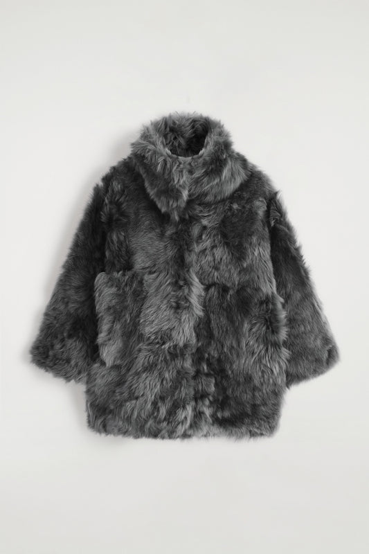 Funnel-Neck Shearling Jacket