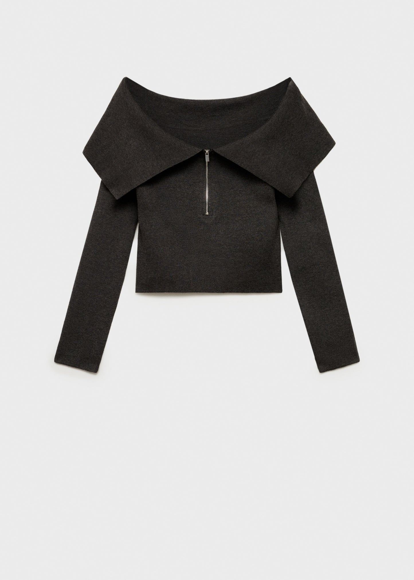 Open-shoulder sweater with zip