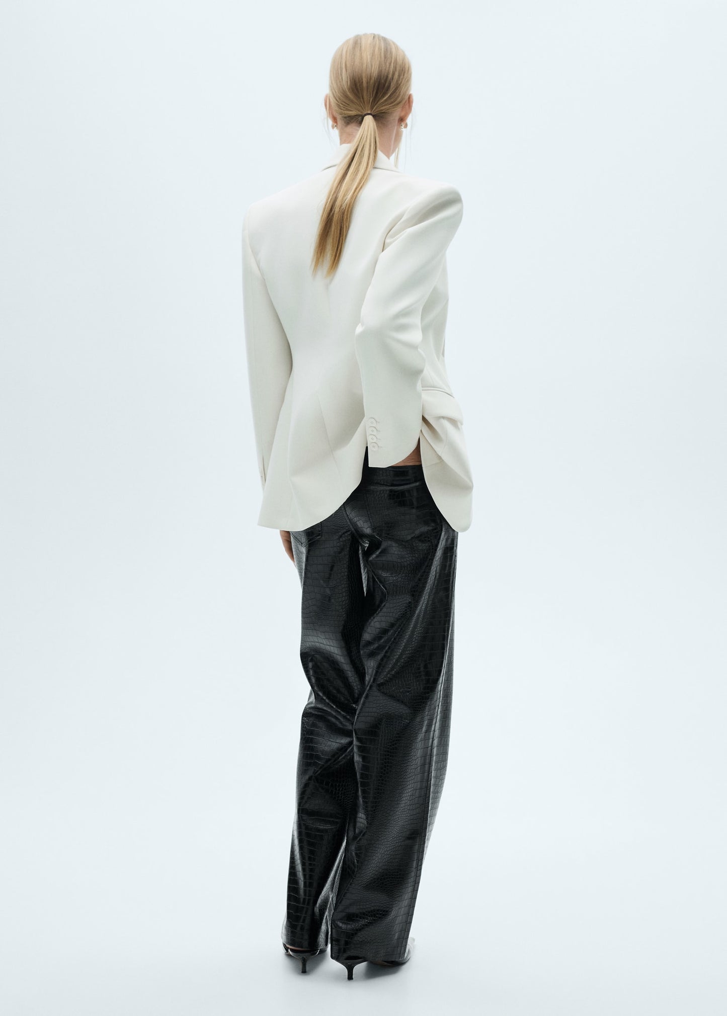 Straight snakeskin-effect trousers