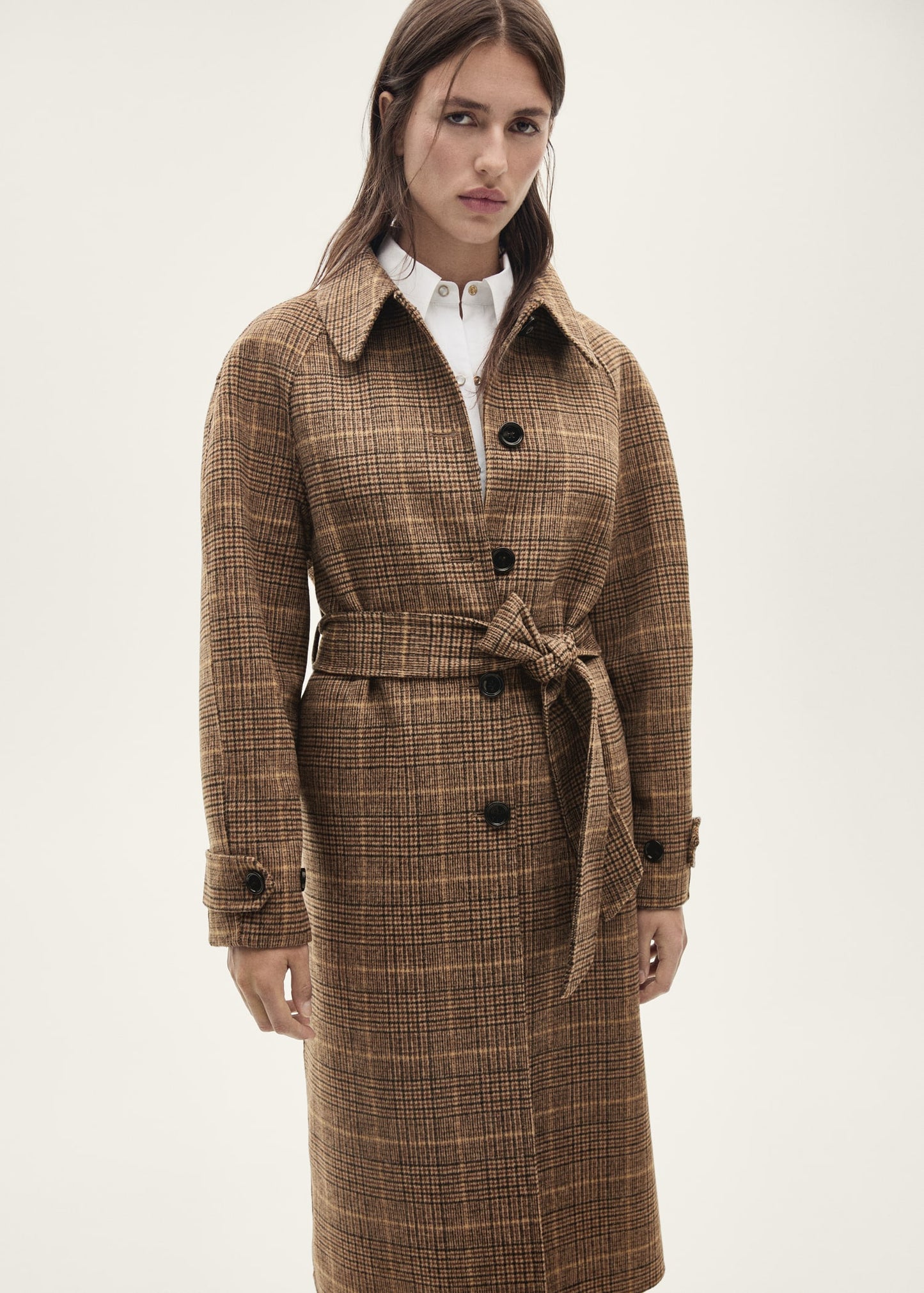 Wool-blend micro-houndstooth coat