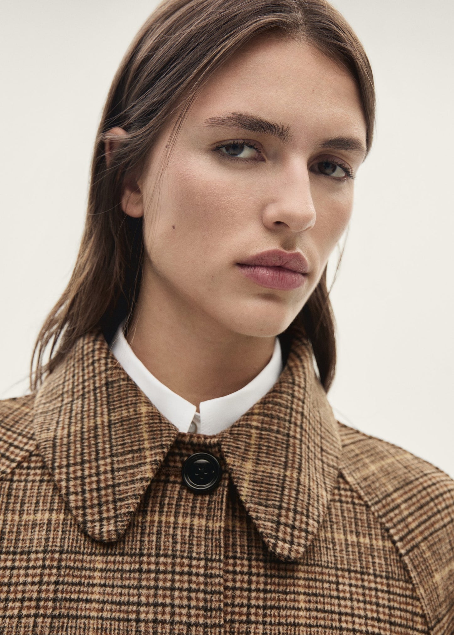 Wool-blend micro-houndstooth coat
