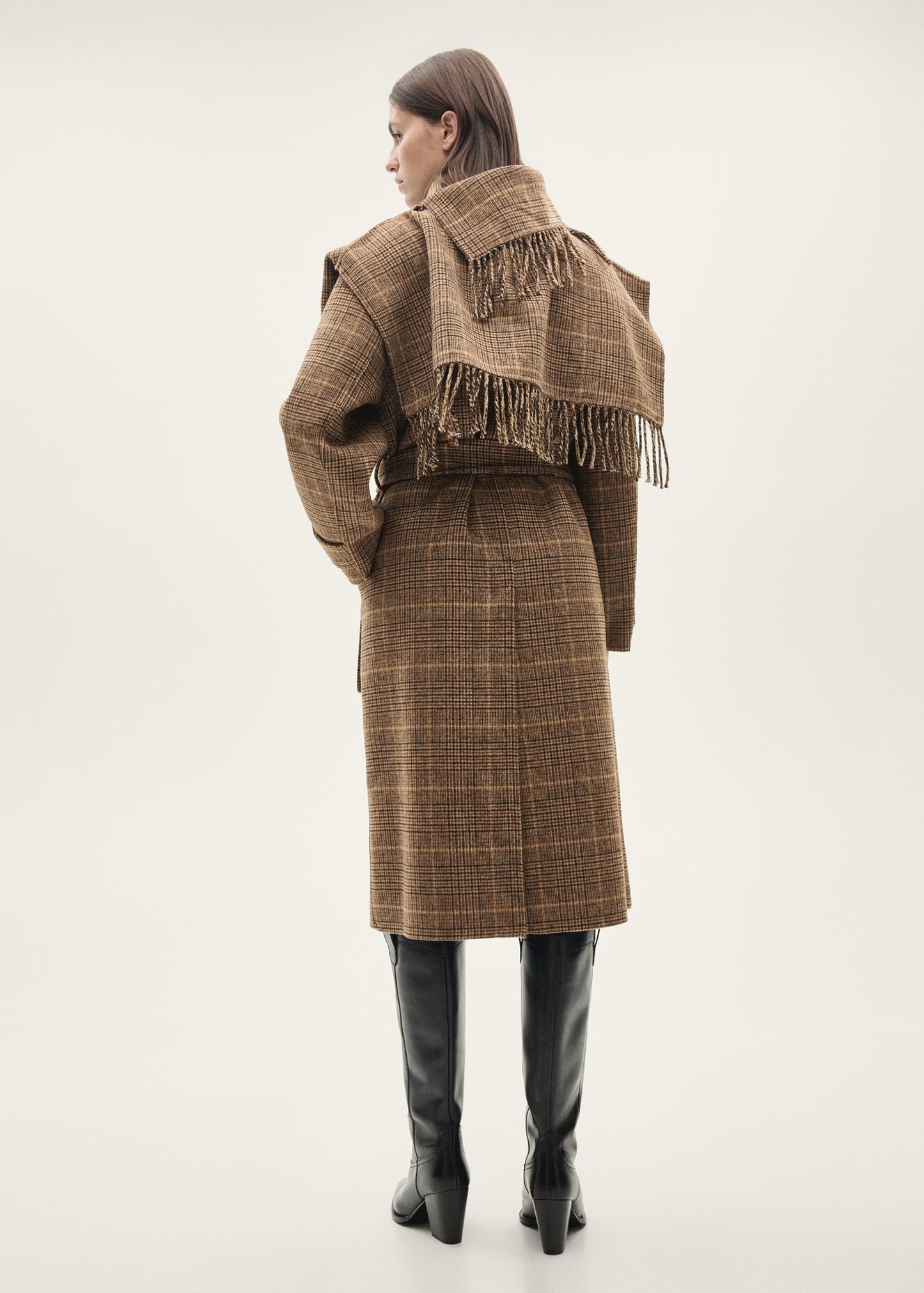 Wool-blend micro-houndstooth coat