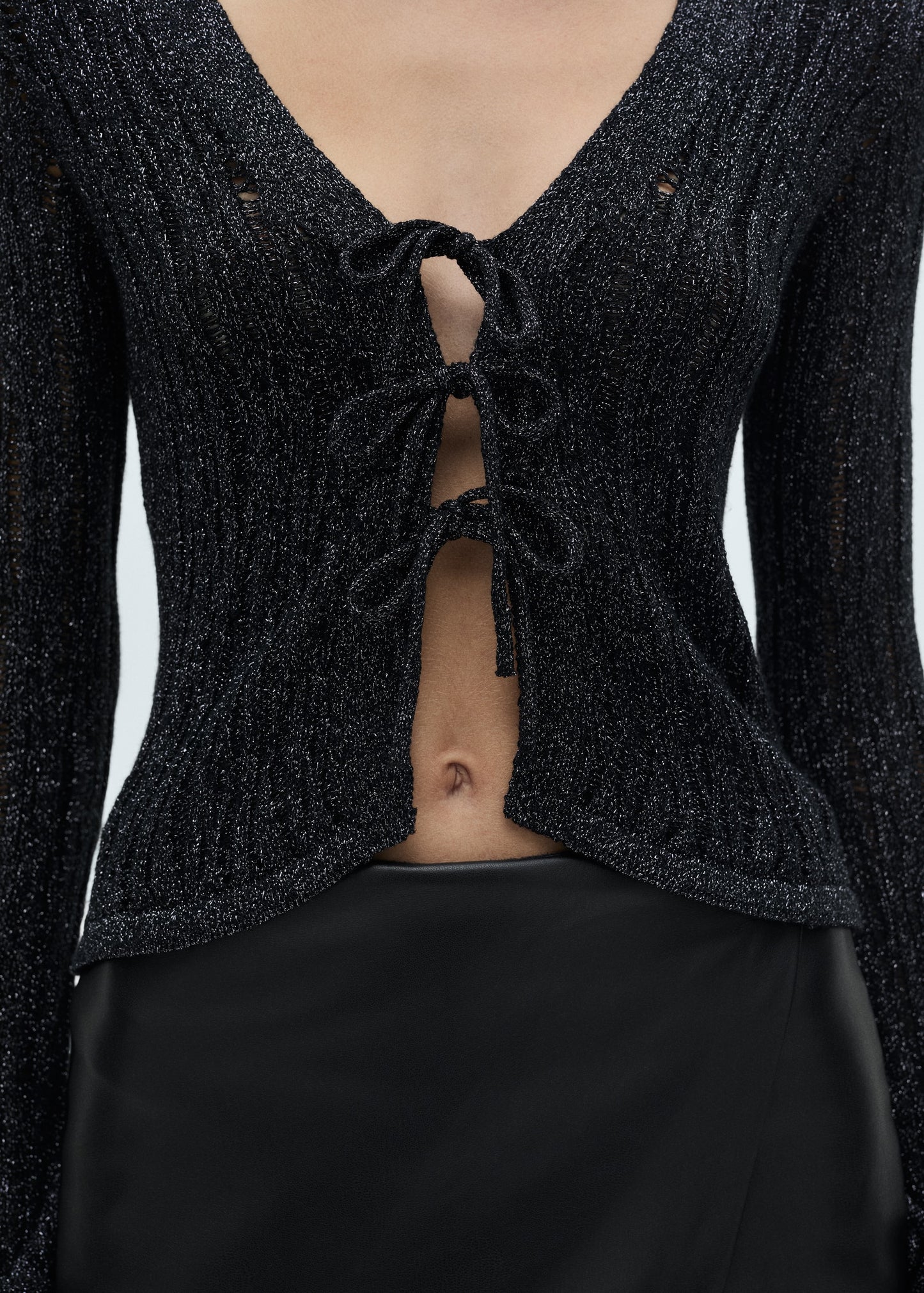 Lurex cardigan with bows