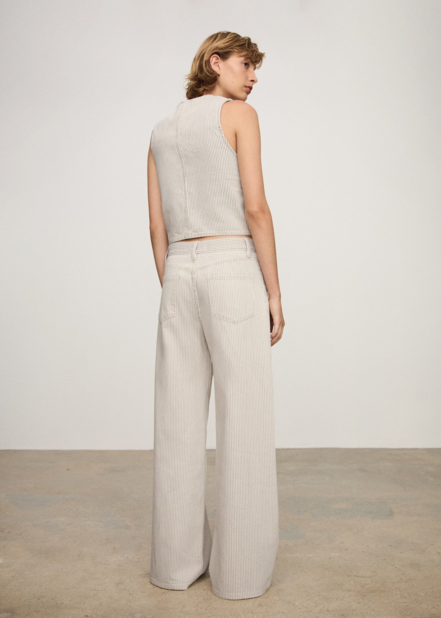 Striped wide-leg jeans