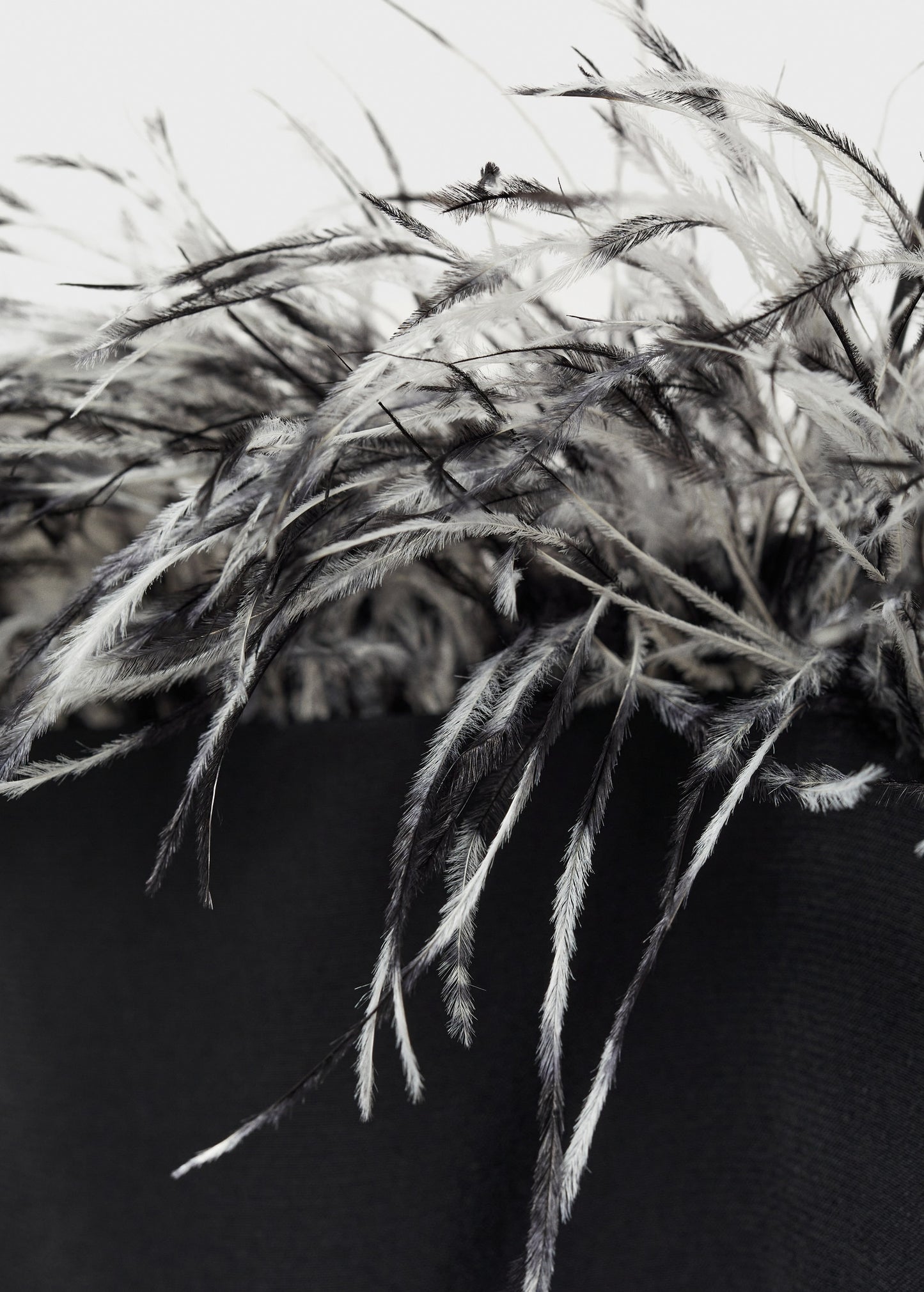 Strapless dress with feather detail