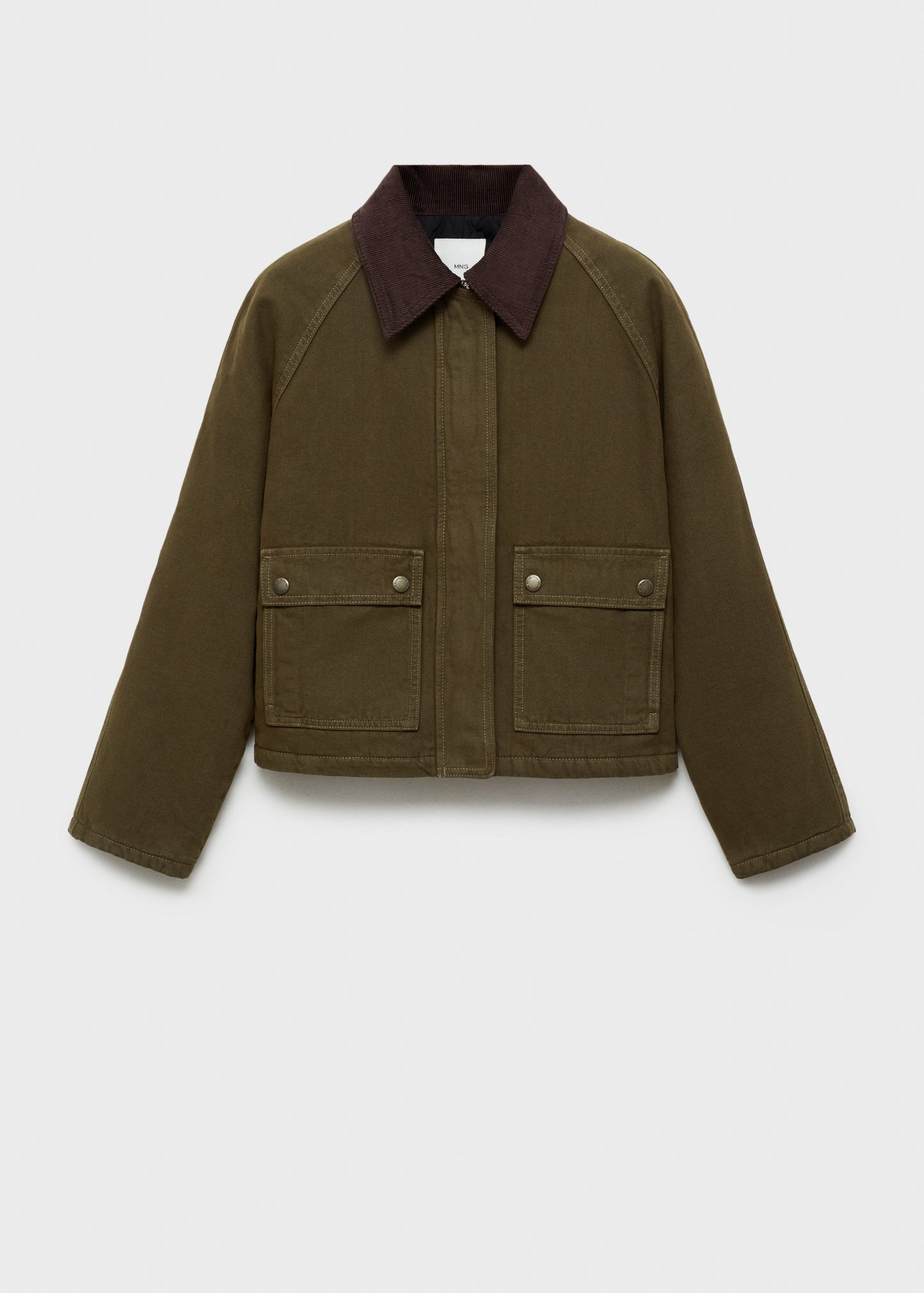 Denim parka with contrasting collar