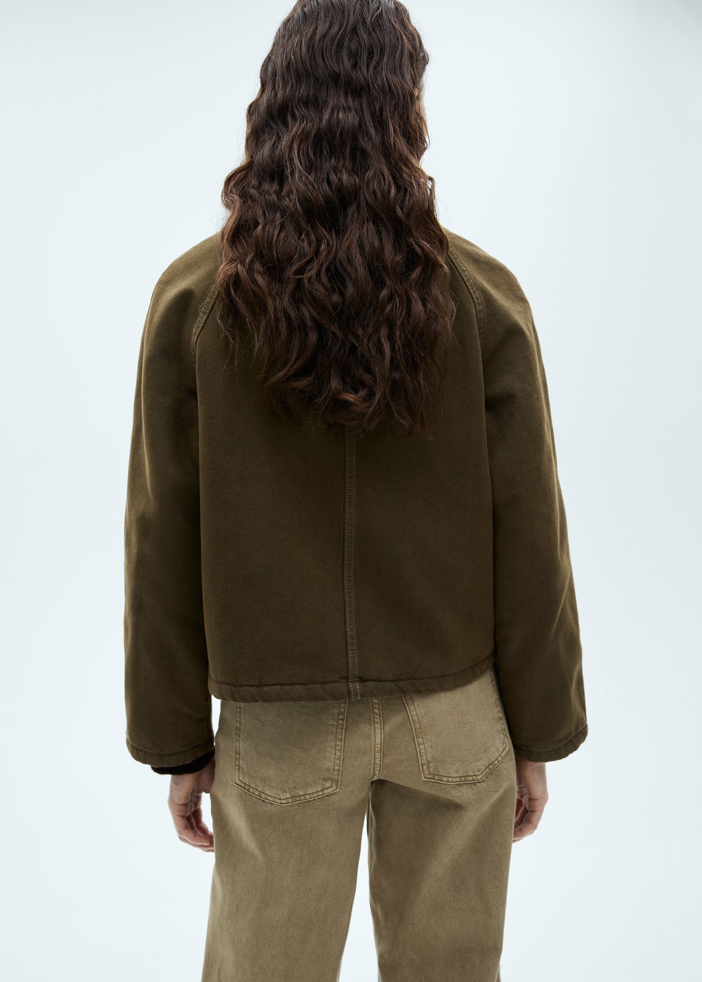 Denim parka with contrasting collar