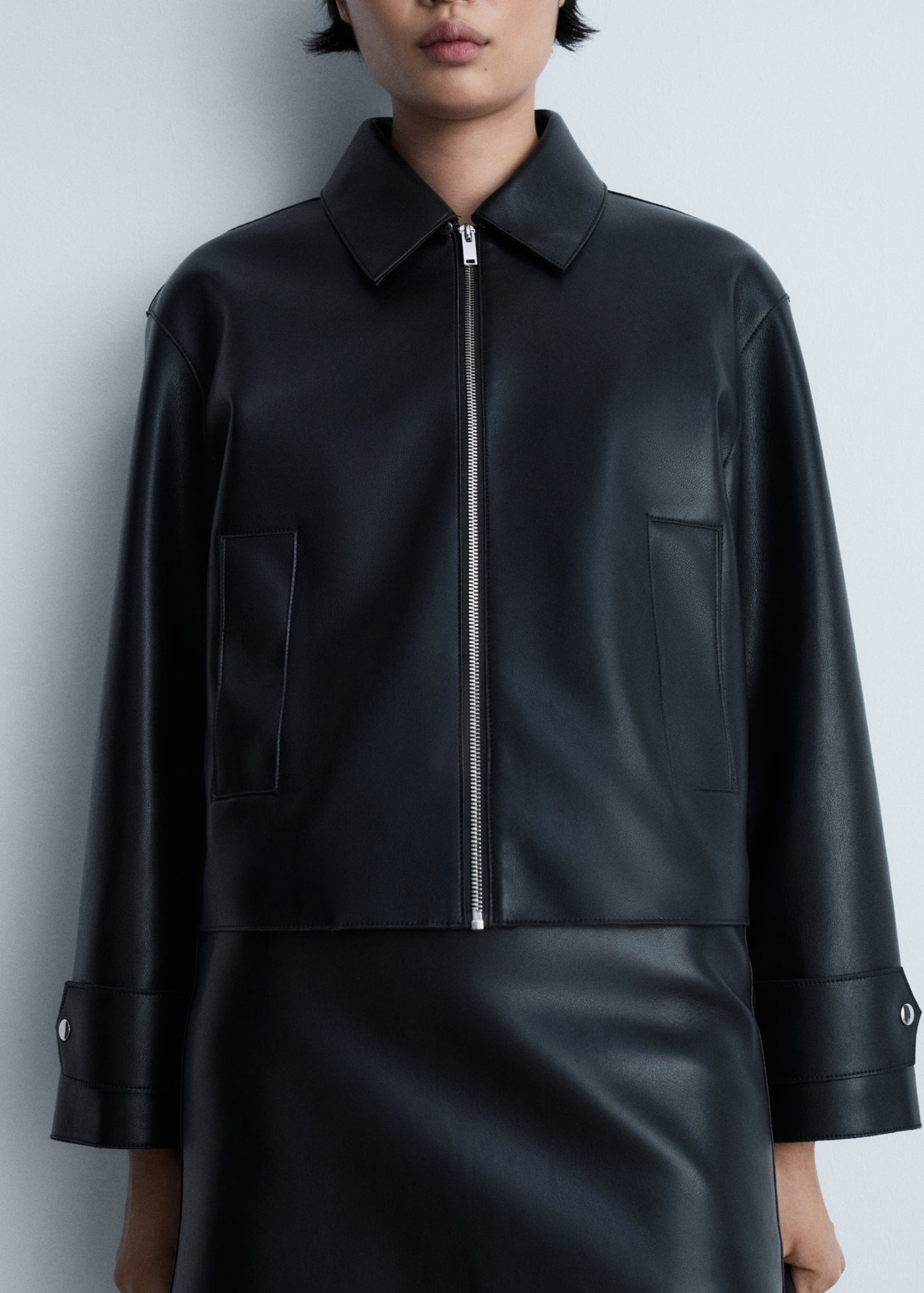 Jacket with detachable sheepskin collar
