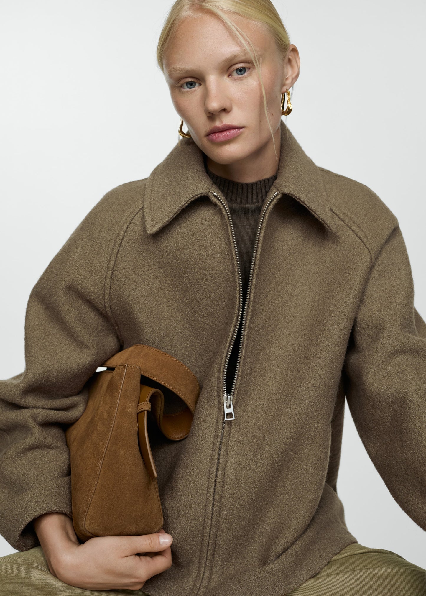 Pocketed wool-blend jacket