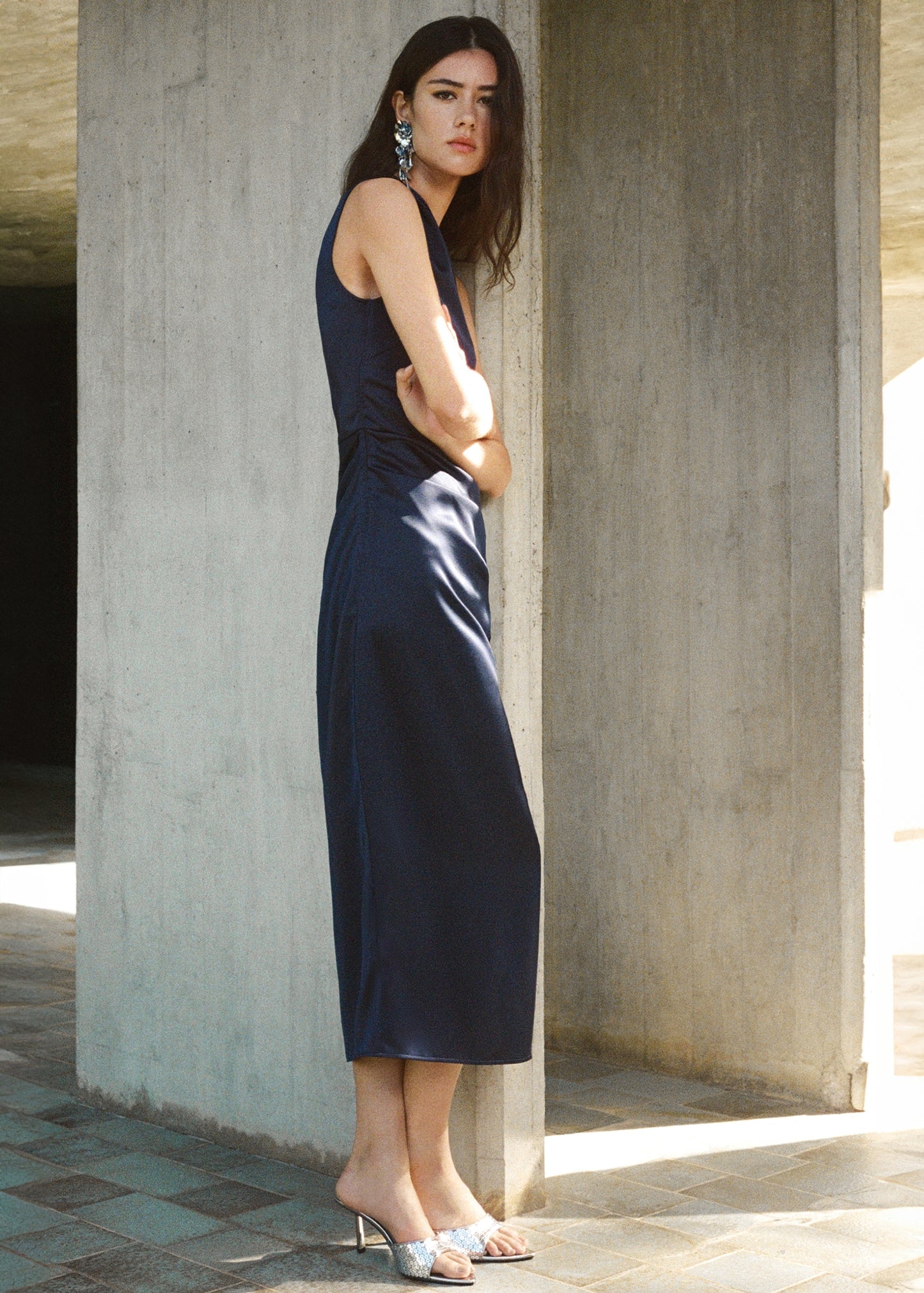 Asymmetrical pleated dress