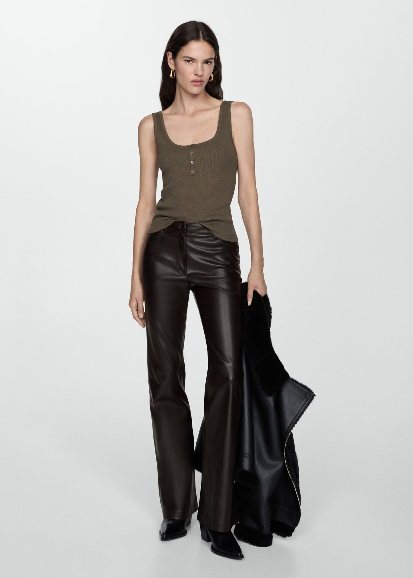 Leather-effect skinny trousers