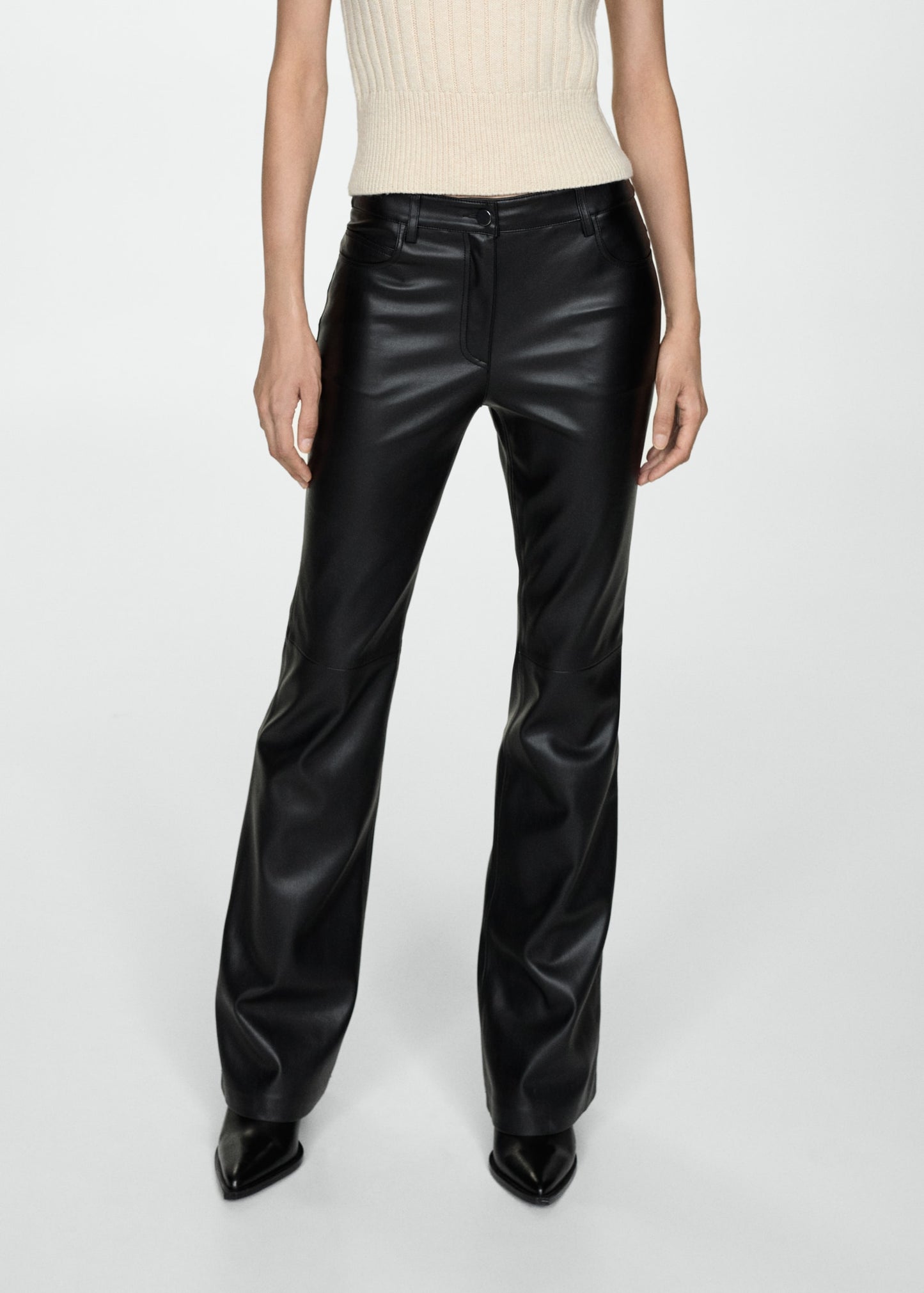 Leather-effect skinny trousers