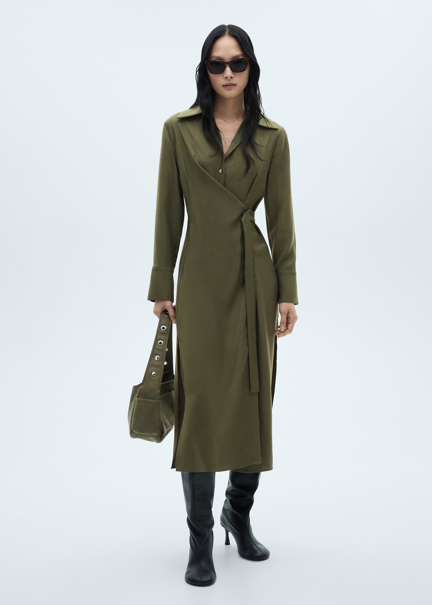 Lyocell shirt dress with bow