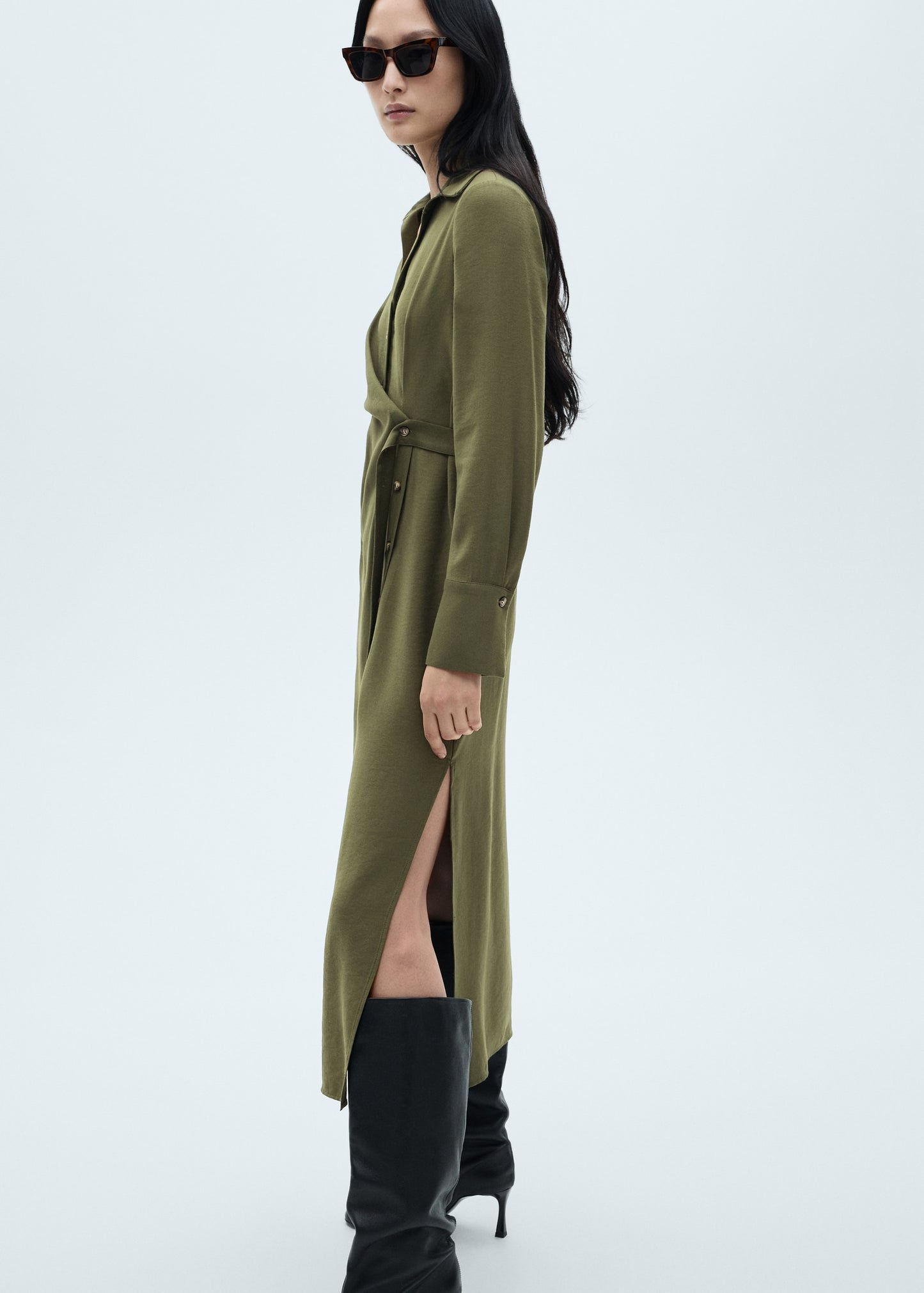 Lyocell shirt dress with bow