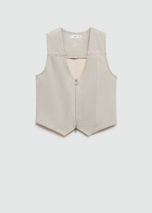 Striped gilet with zip