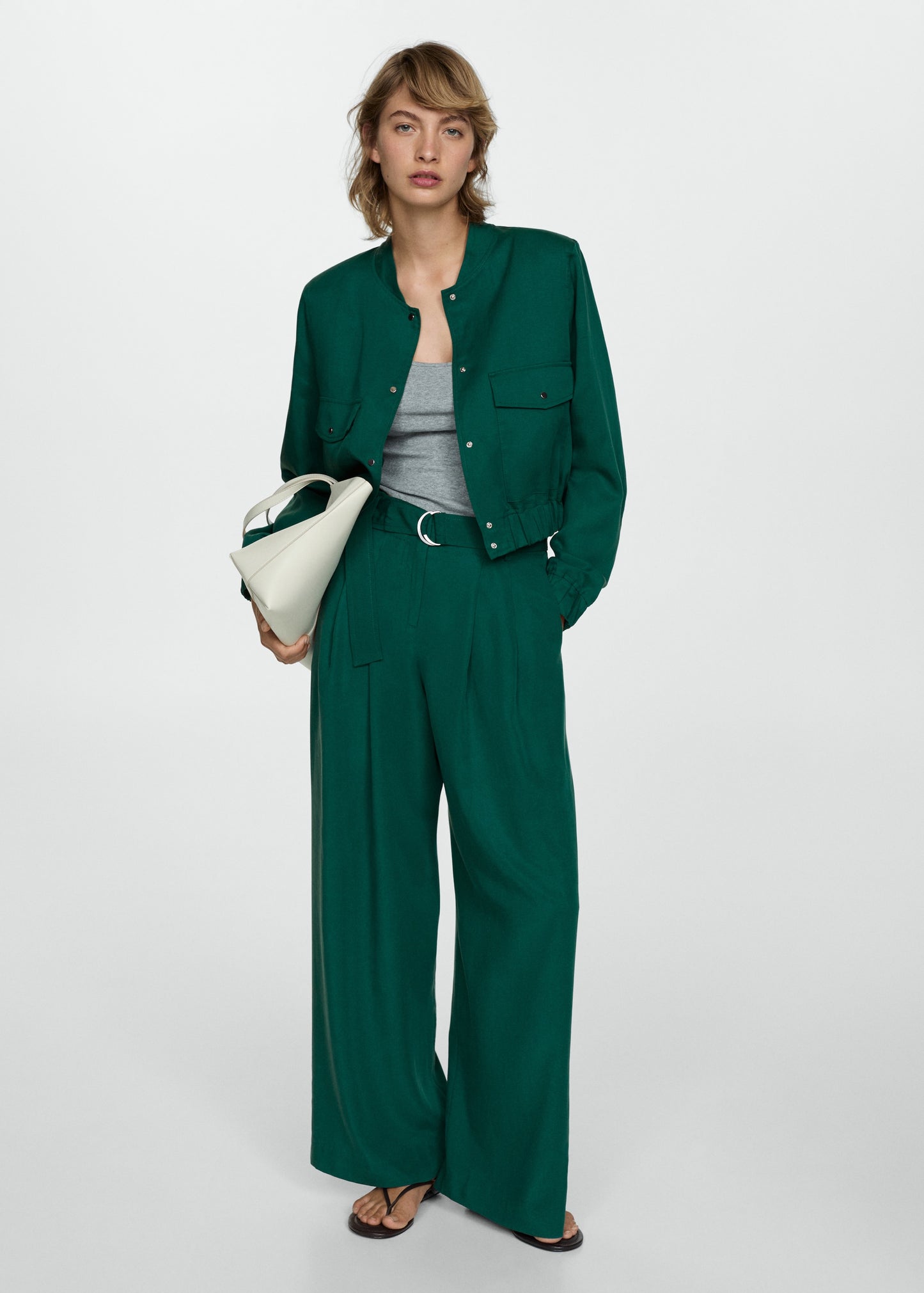 Lyocell trousers with belt