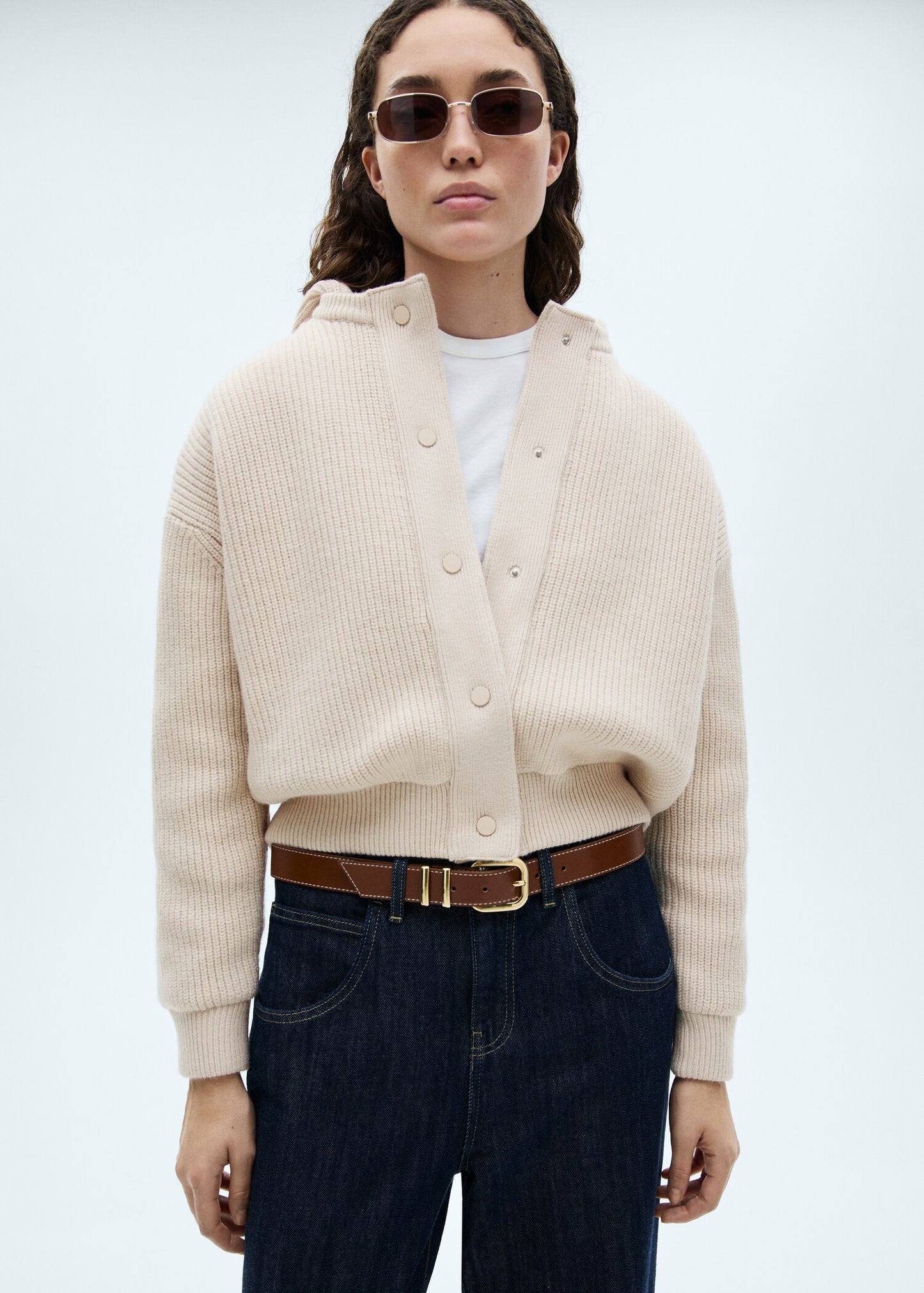 Knitted hooded jacket