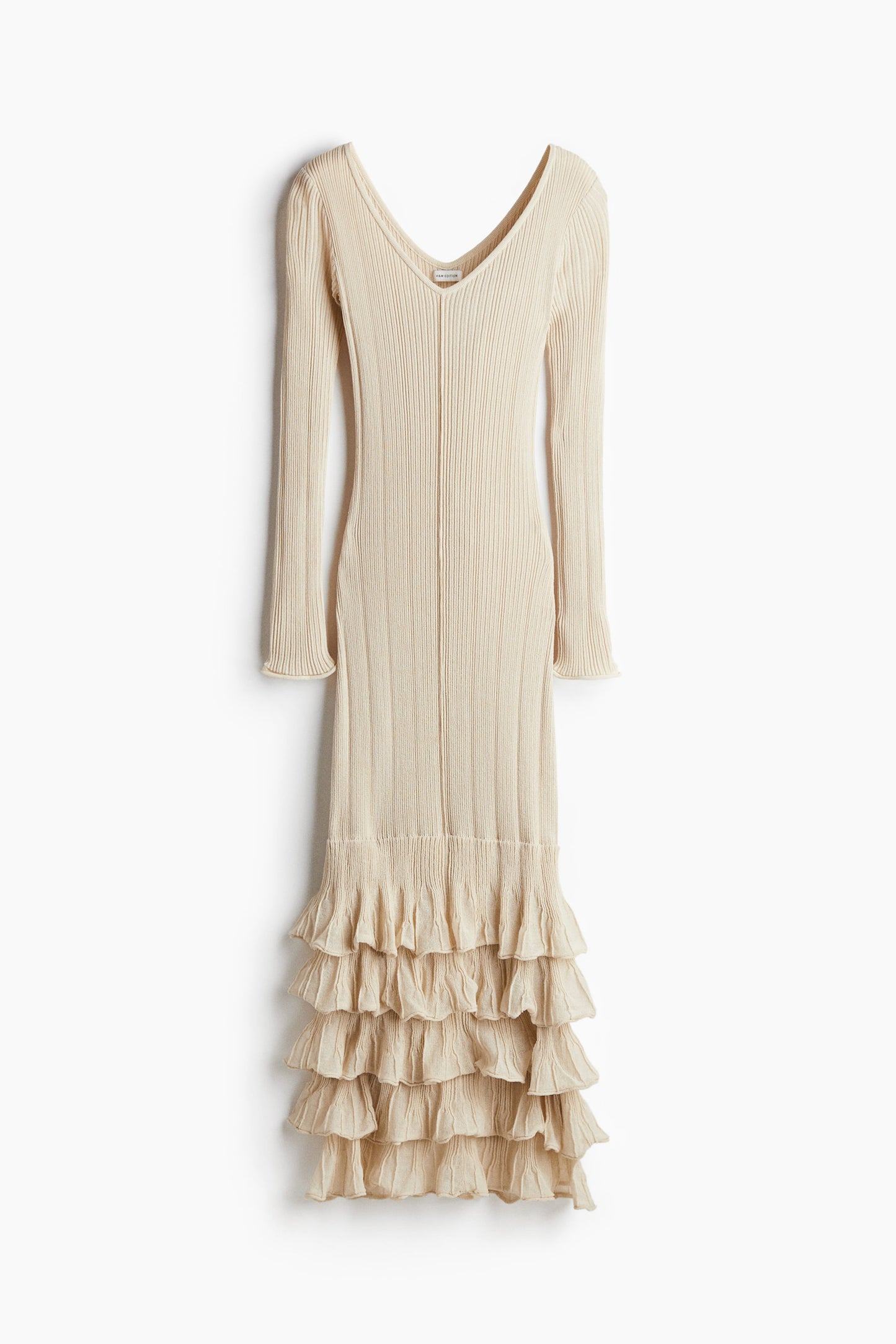 Flounced rib-knit dress