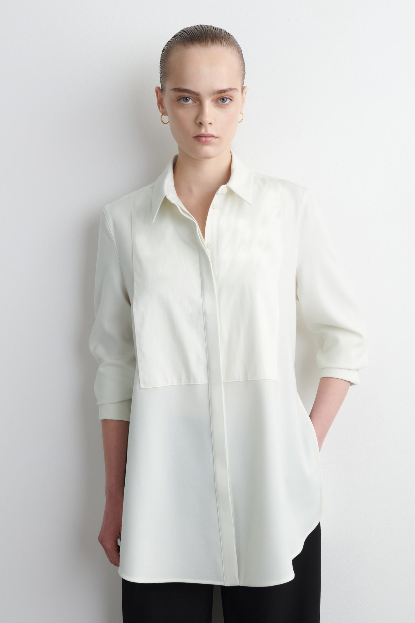 Wool-Blend Tuxedo Shirt