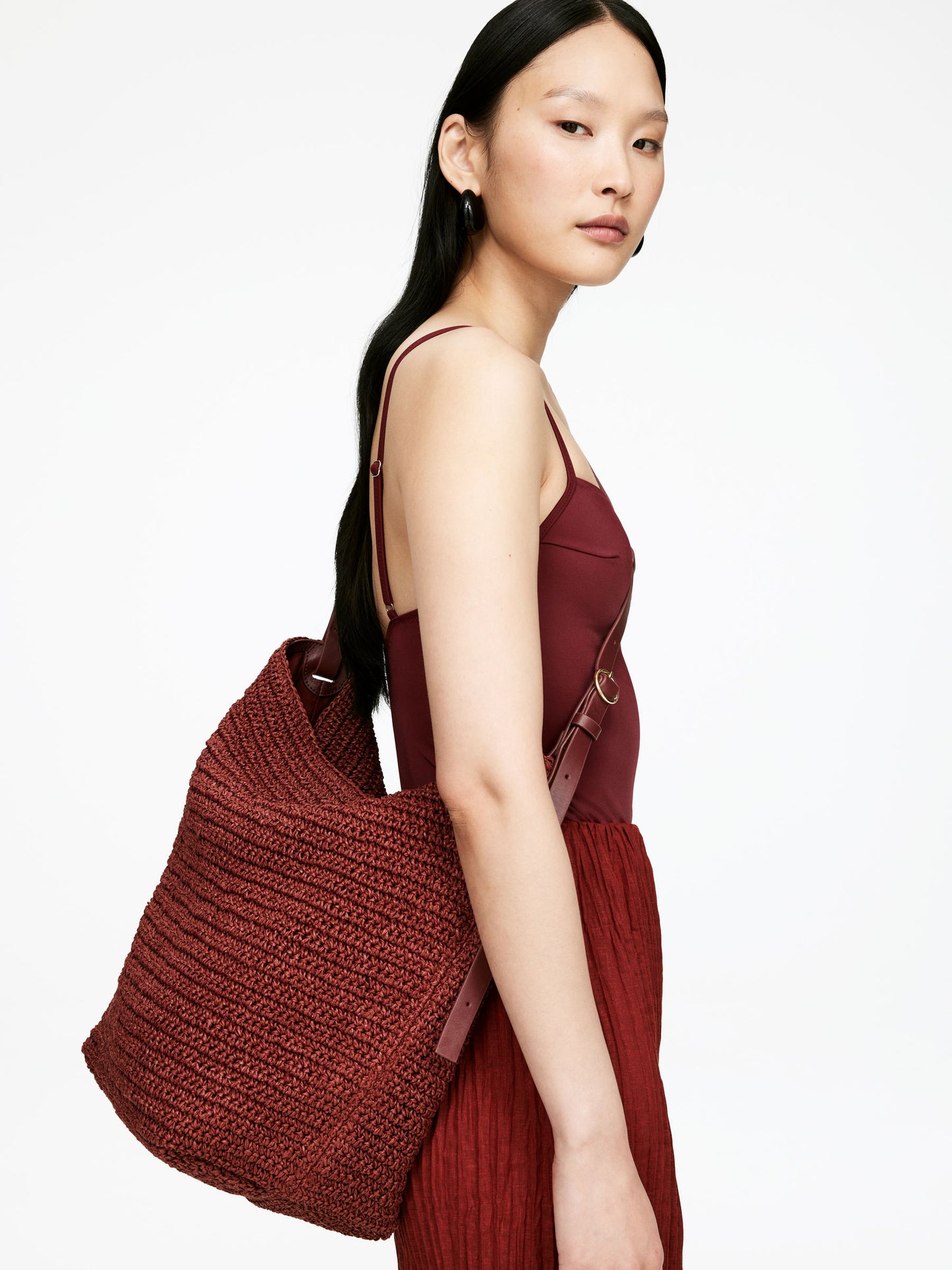 Lined Straw Bag