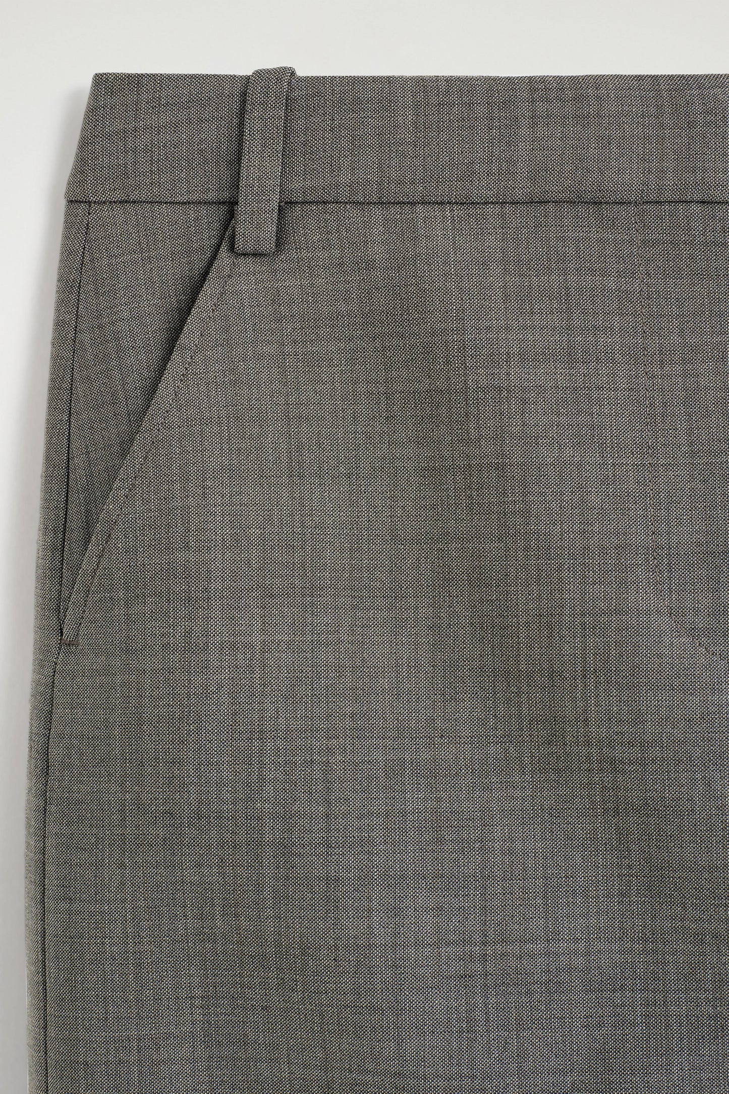 Turn-Up Wool-Blend Pencil Skirt