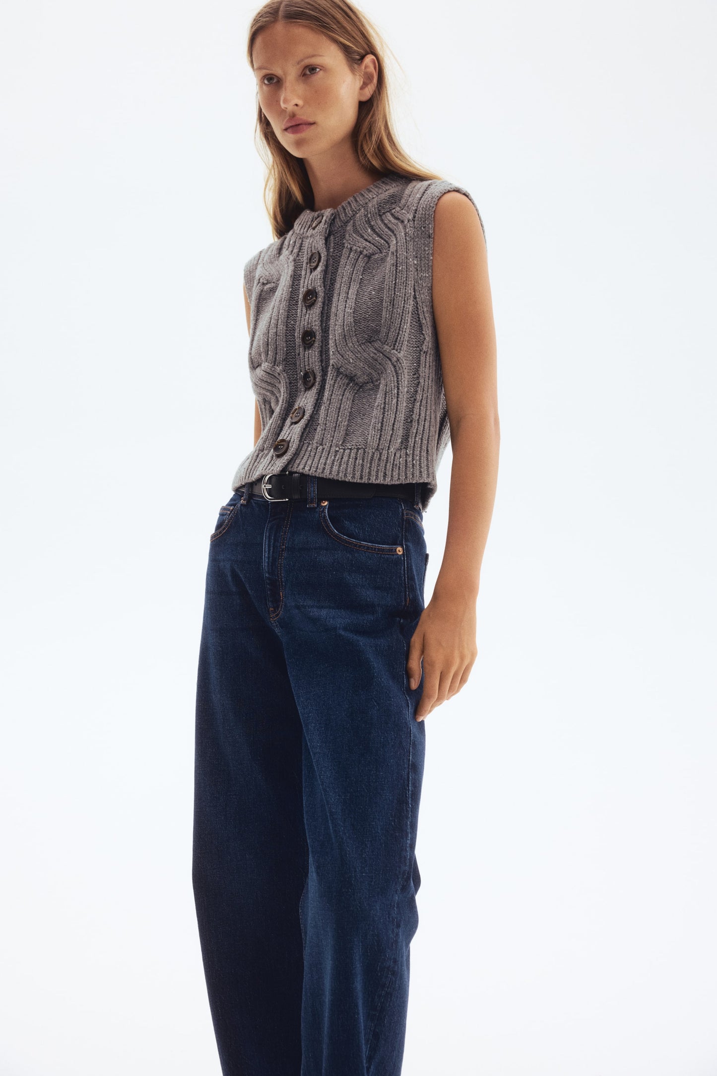 Cable-knit waistcoat