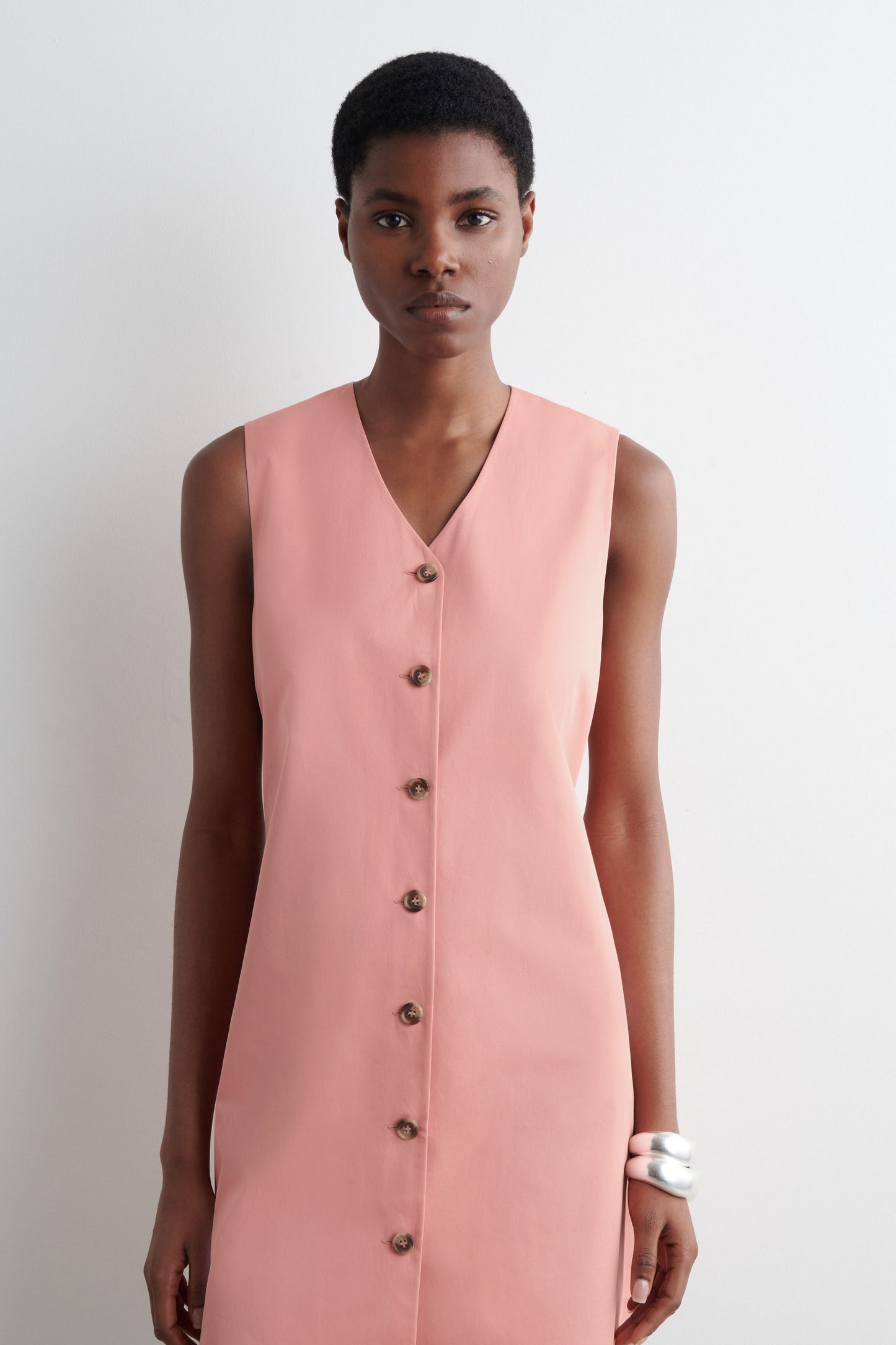 Buttoned Pima Cotton Mini Dress