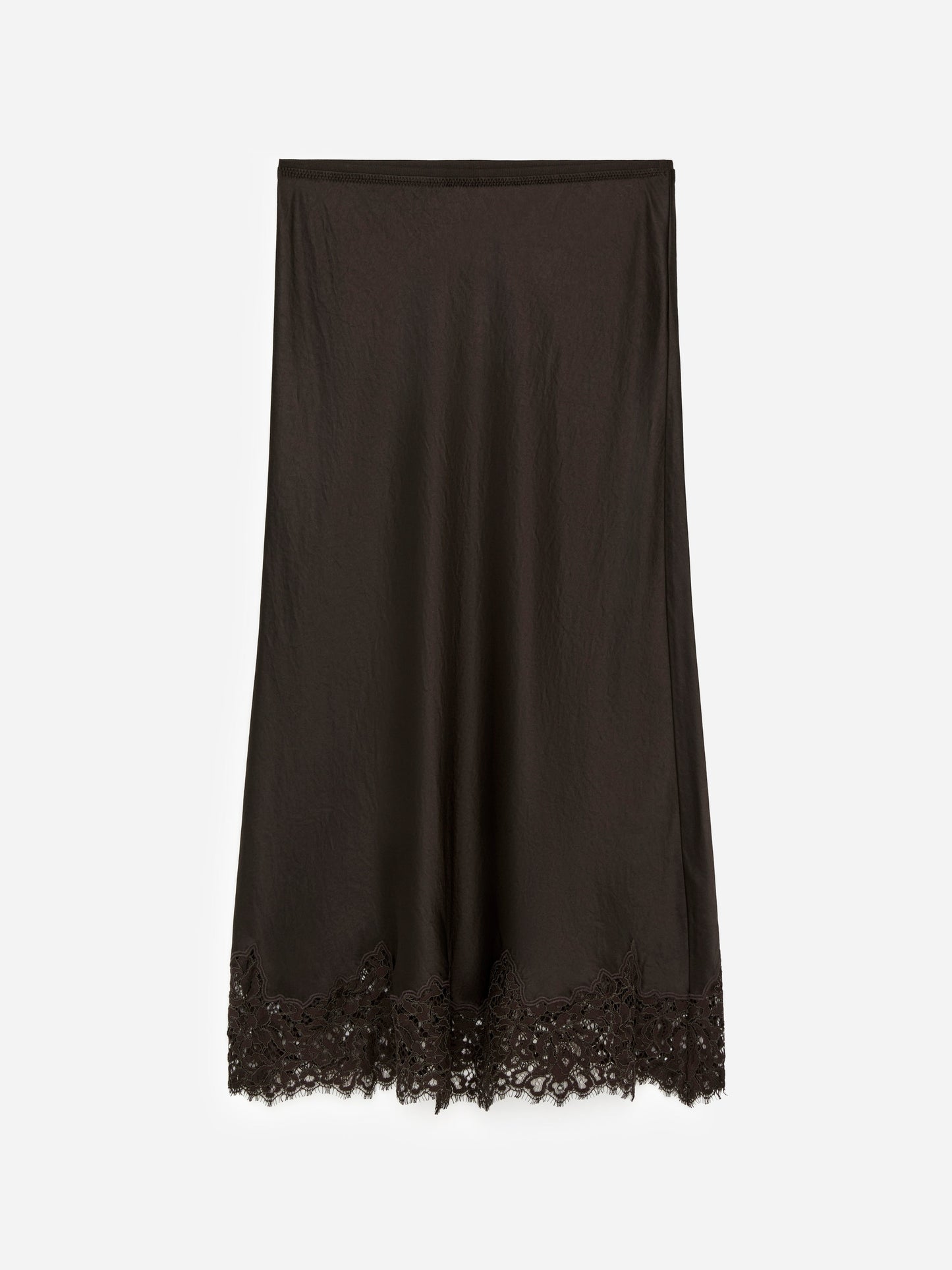 Lace-Detail Satin Skirt