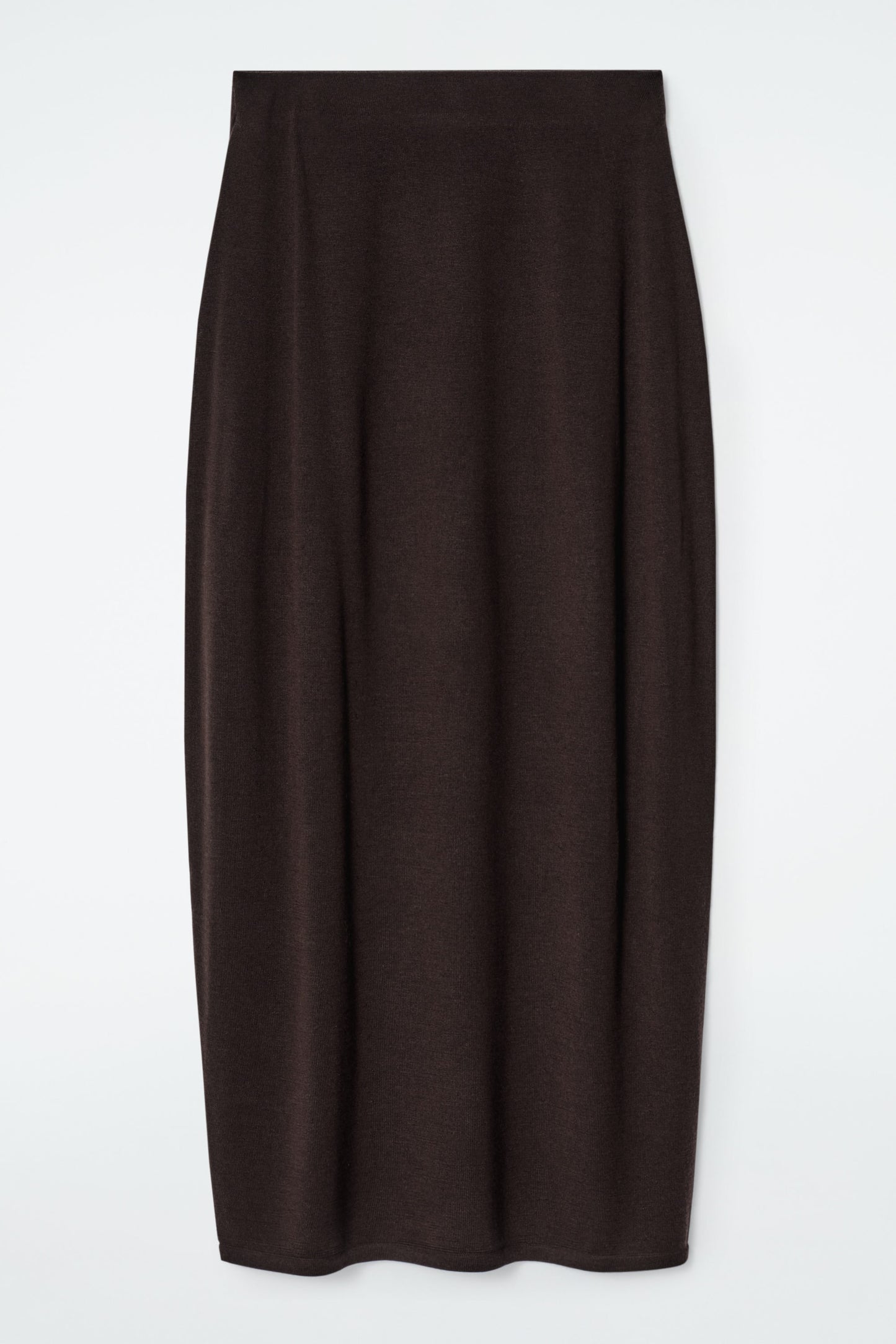 Rounded merino wool maxi skirt