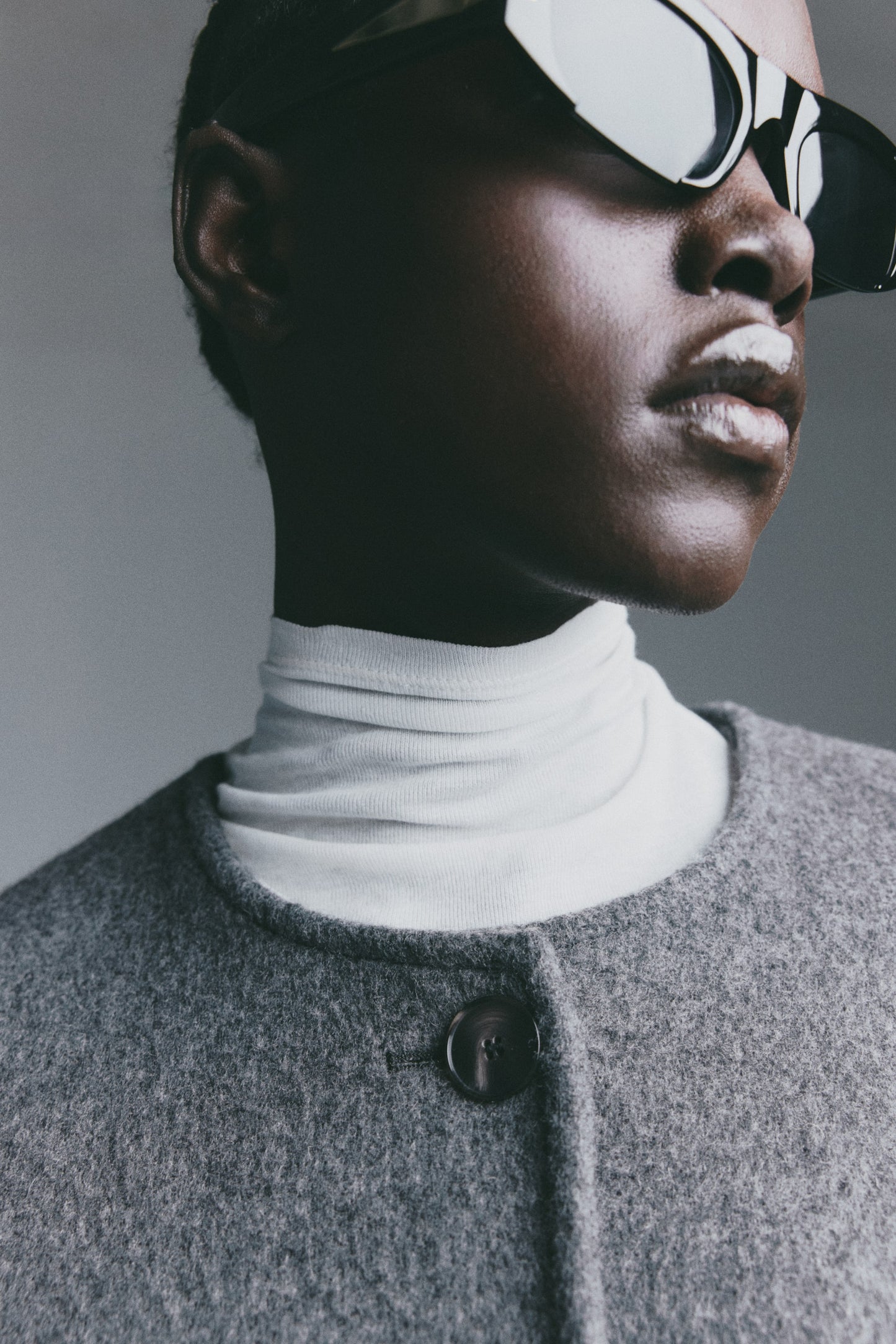 Scarf-detail wool-blend coat
