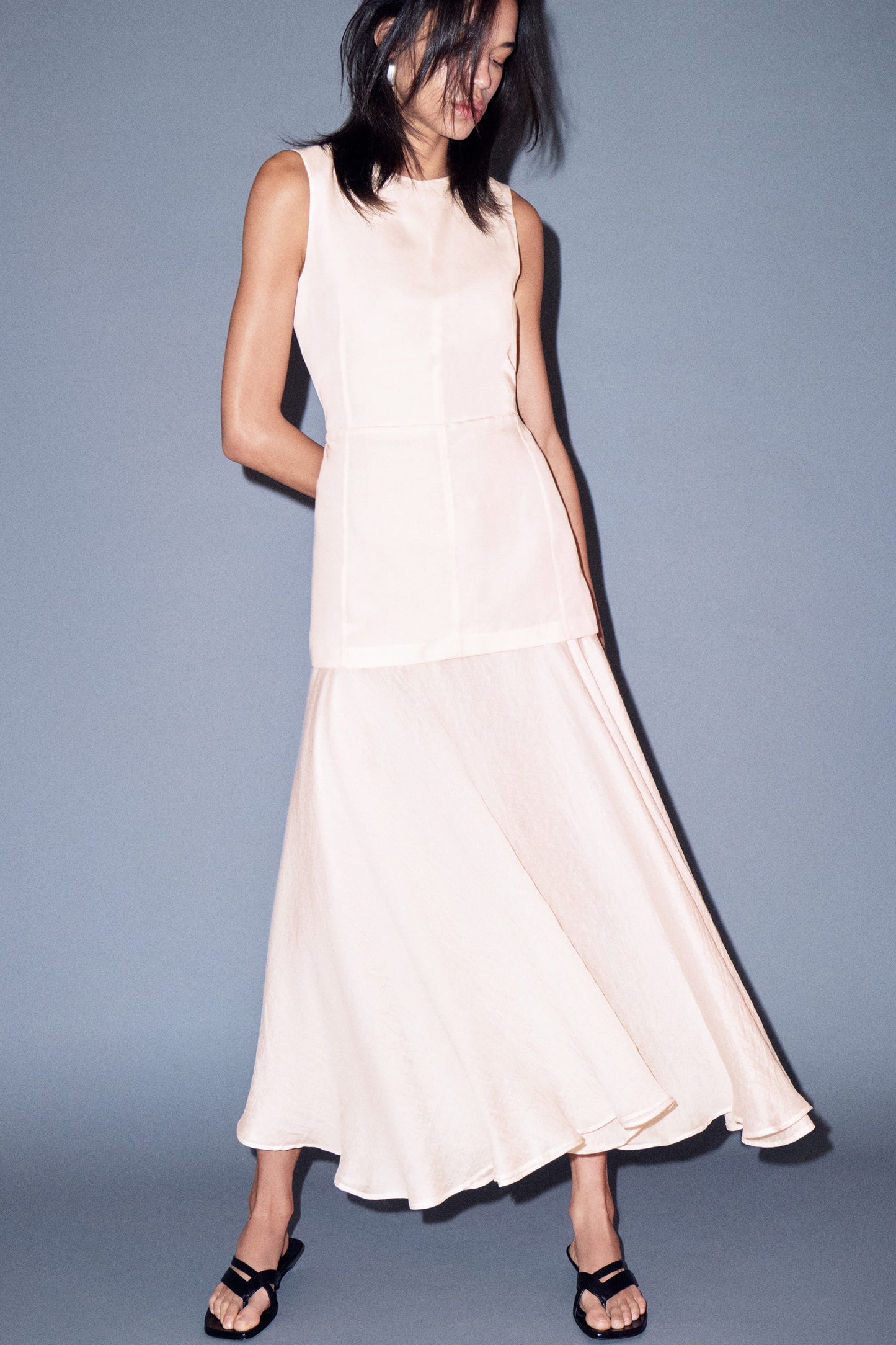 Layered Peplum Midi Dress