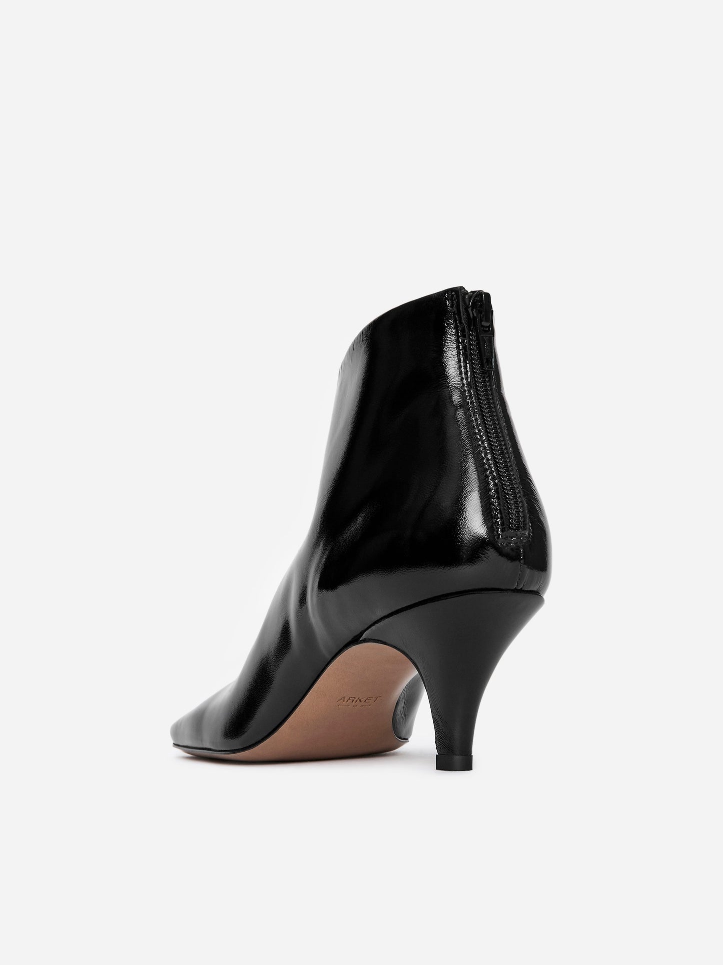 Glossy Leather Ankle Boots