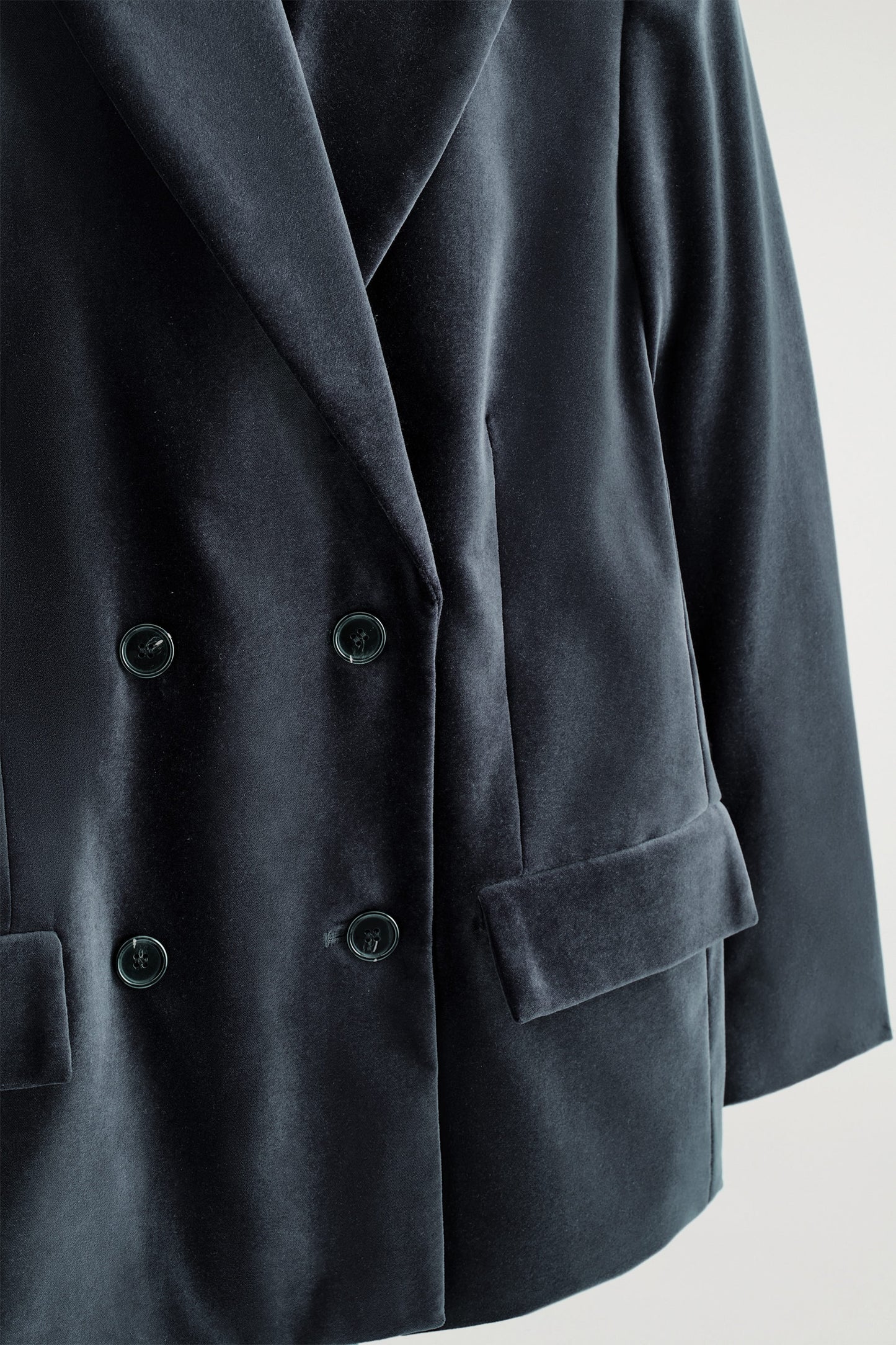 Velvet Double-Breasted Blazer