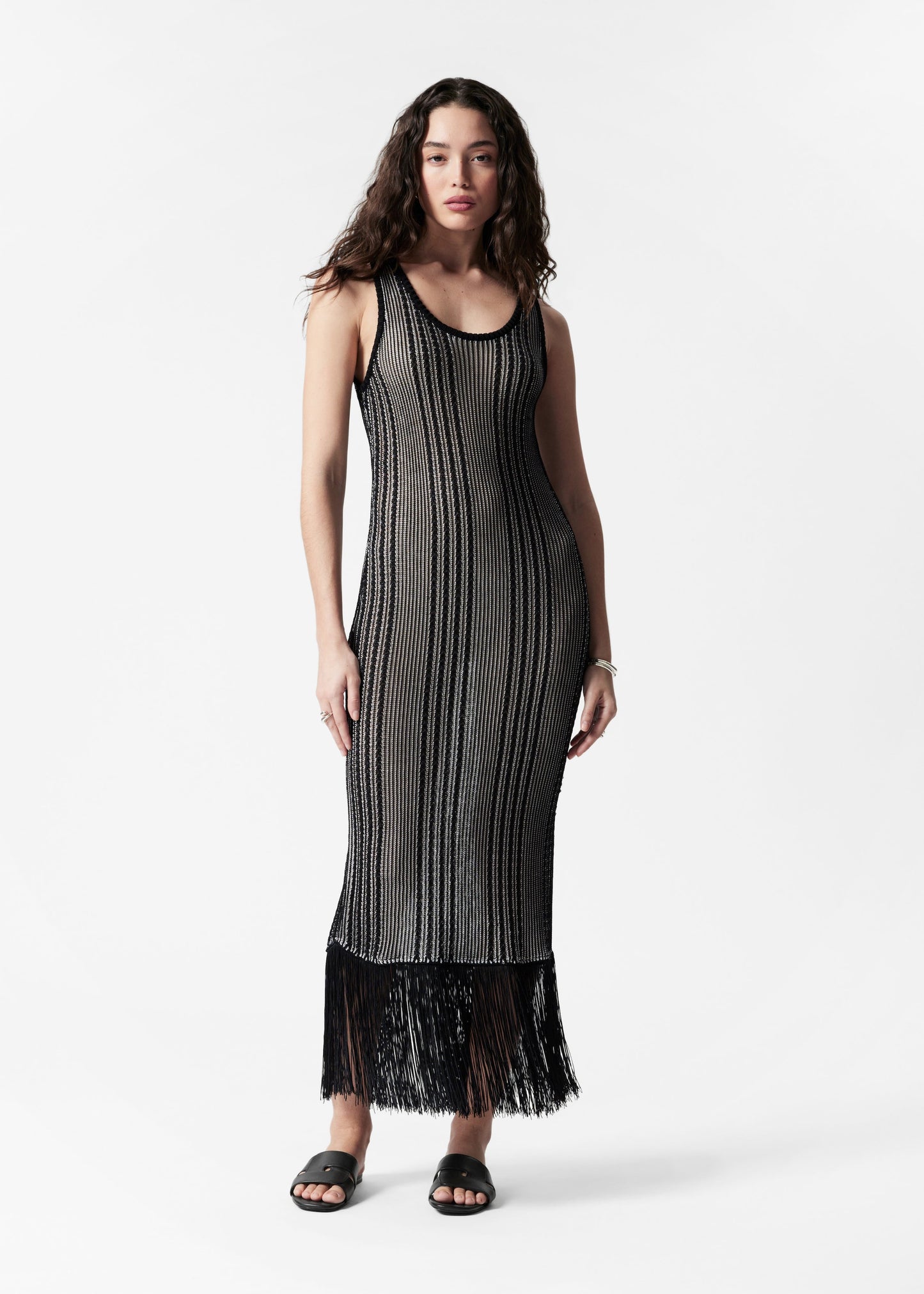 Knitted Fringe Midi Dress
