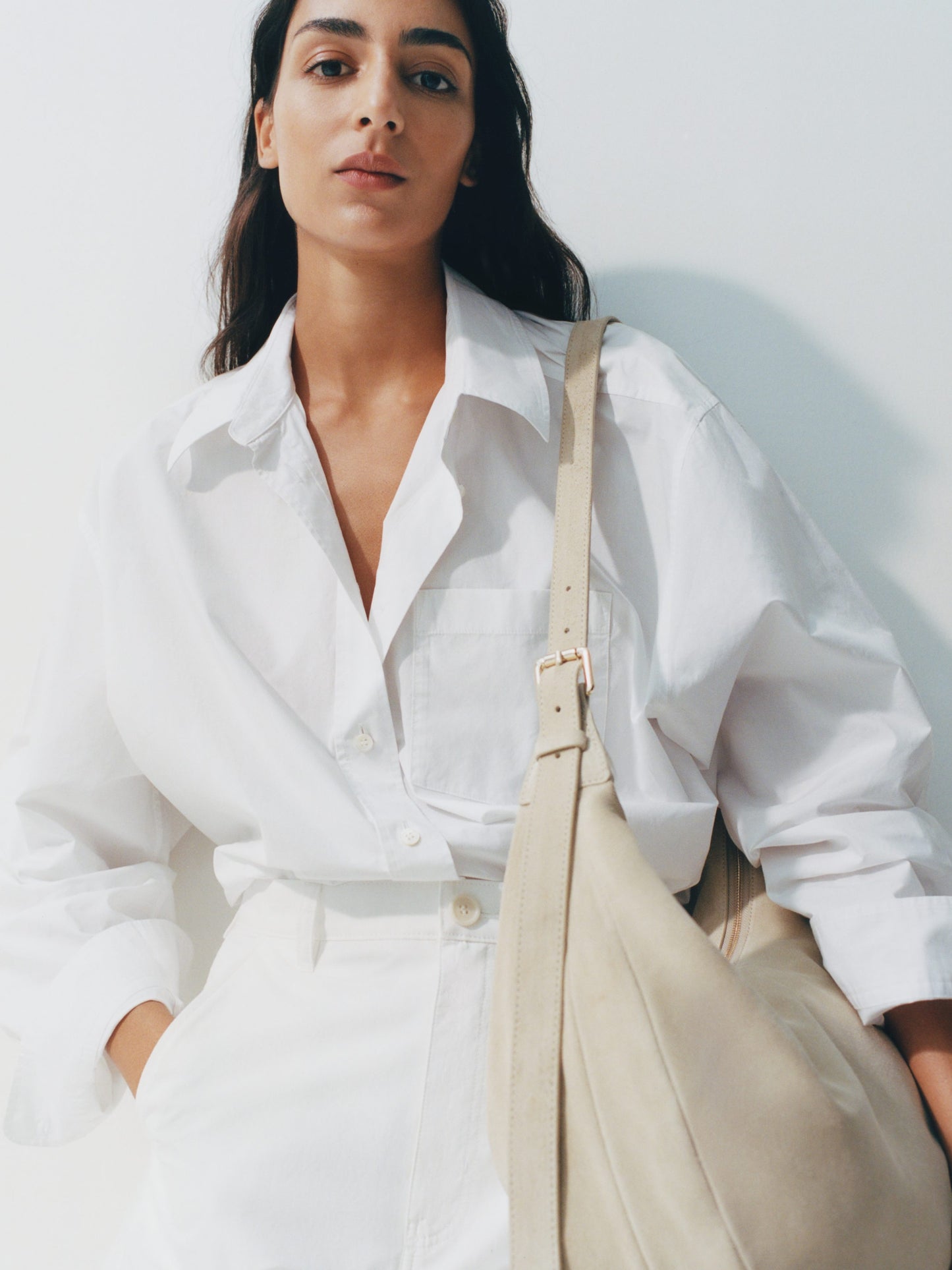 Curved Suede Bag