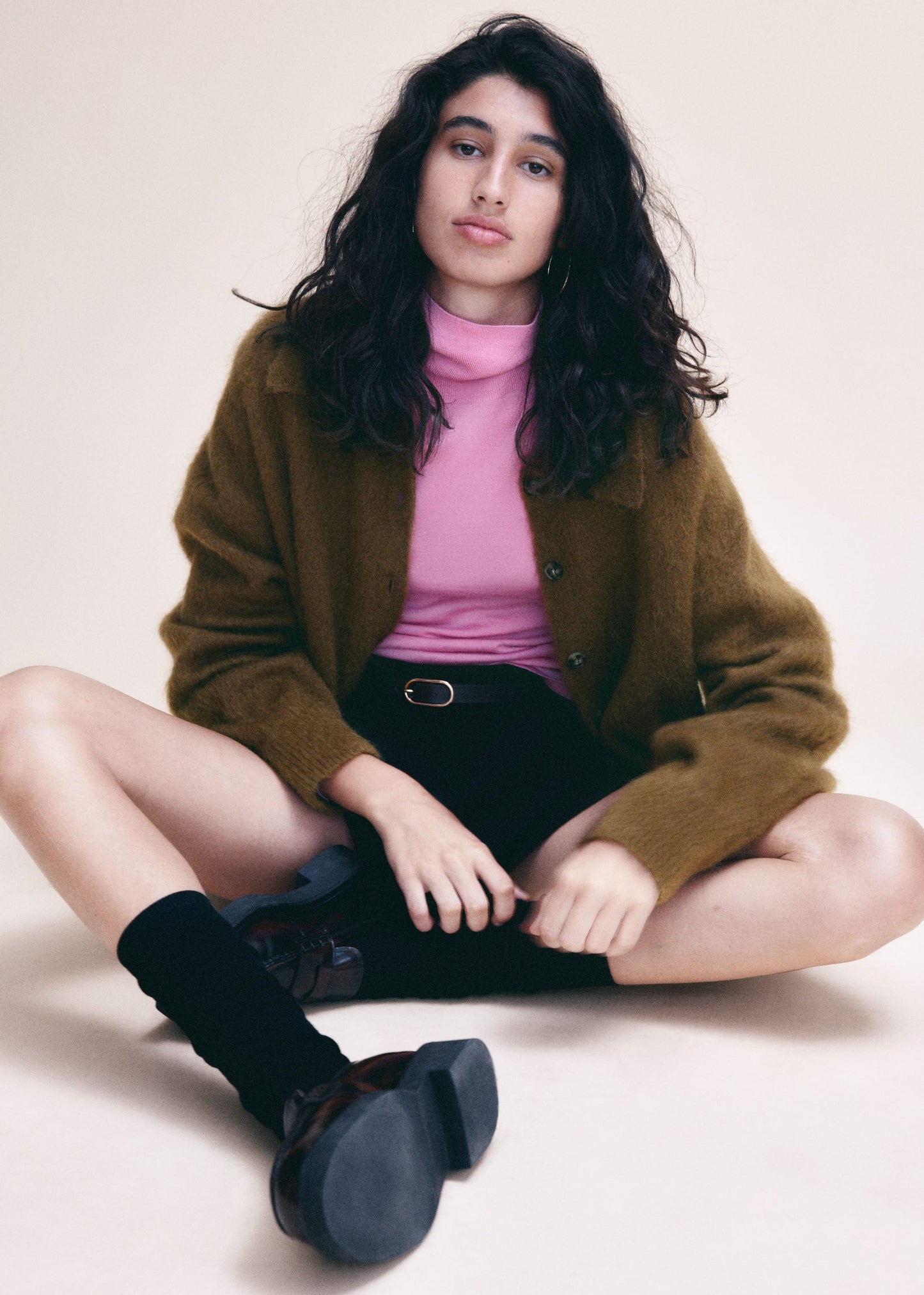 Brushed-Knit Oversized Cardigan