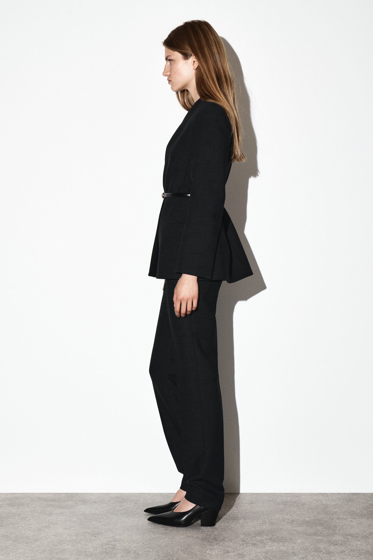 Waisted Collarless Blazer