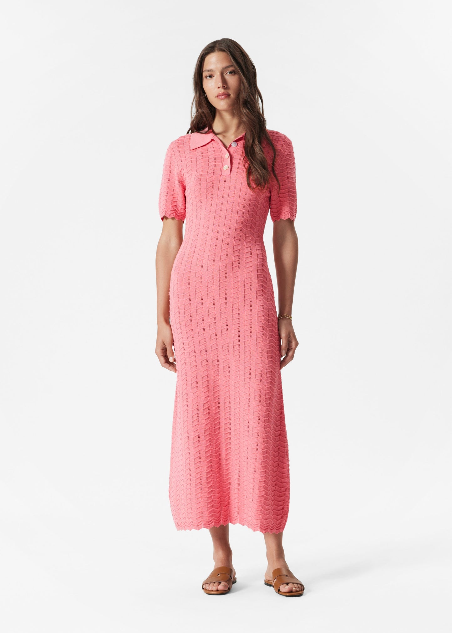 Pointelle-Knit Midi Dress
