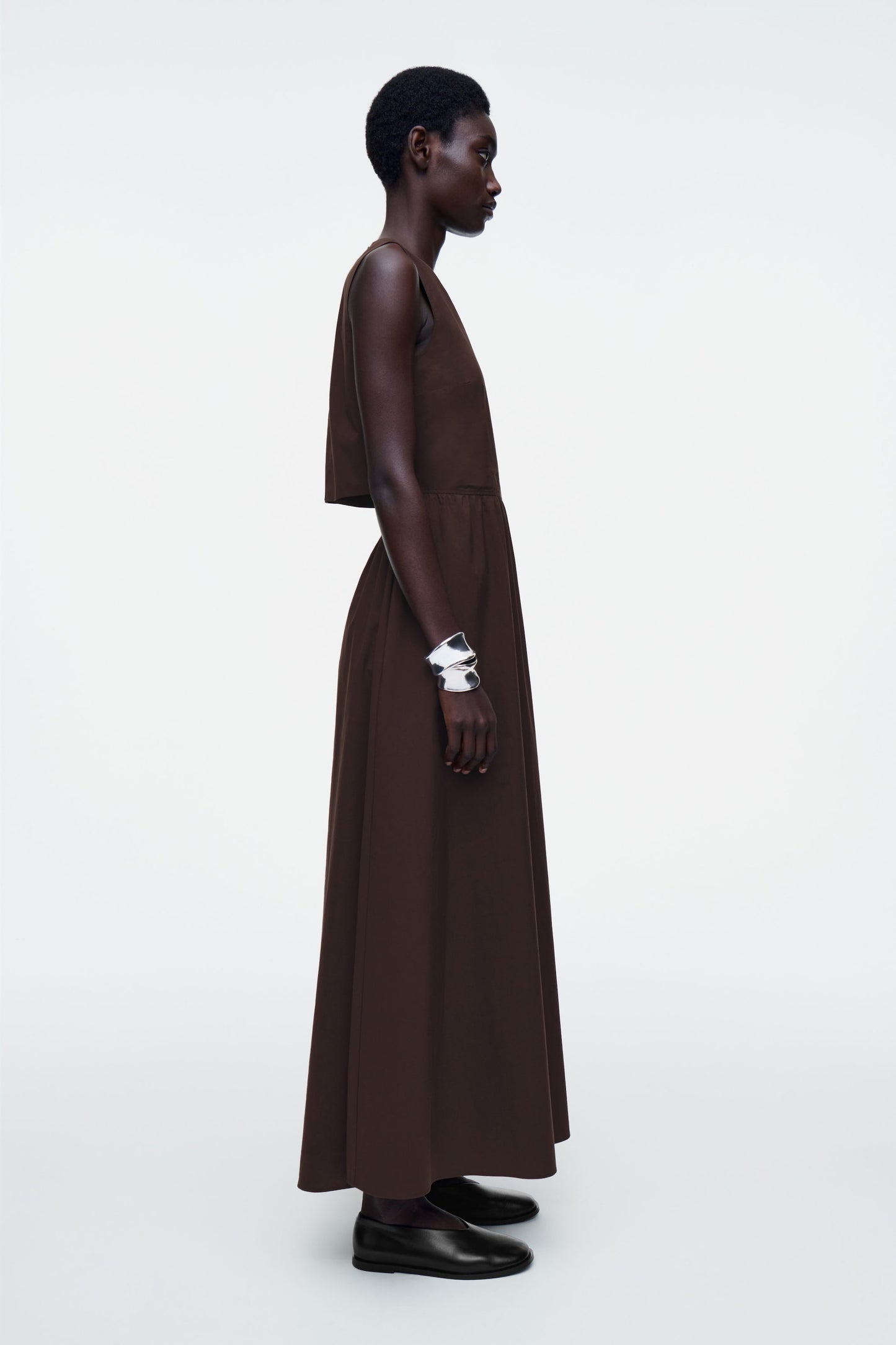 Open-back cotton midi dress