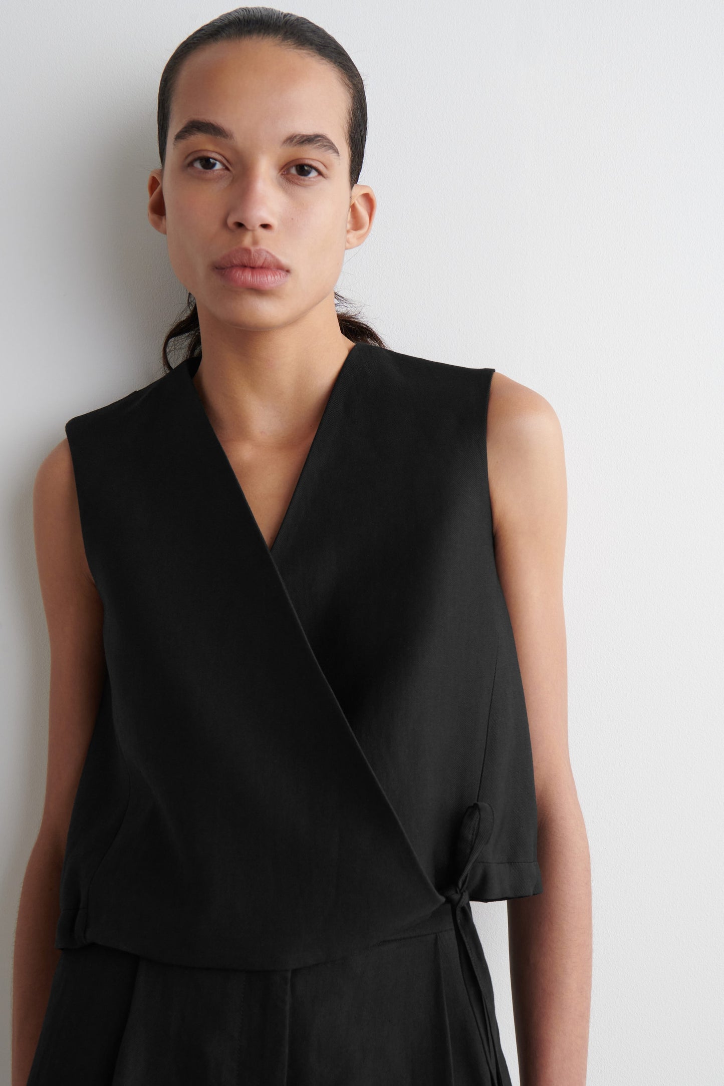 Tie-Detail Wrap Waistcoat