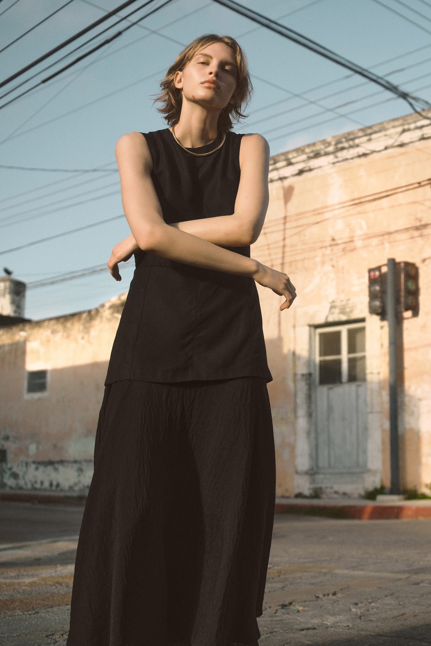 Layered Peplum Midi Dress
