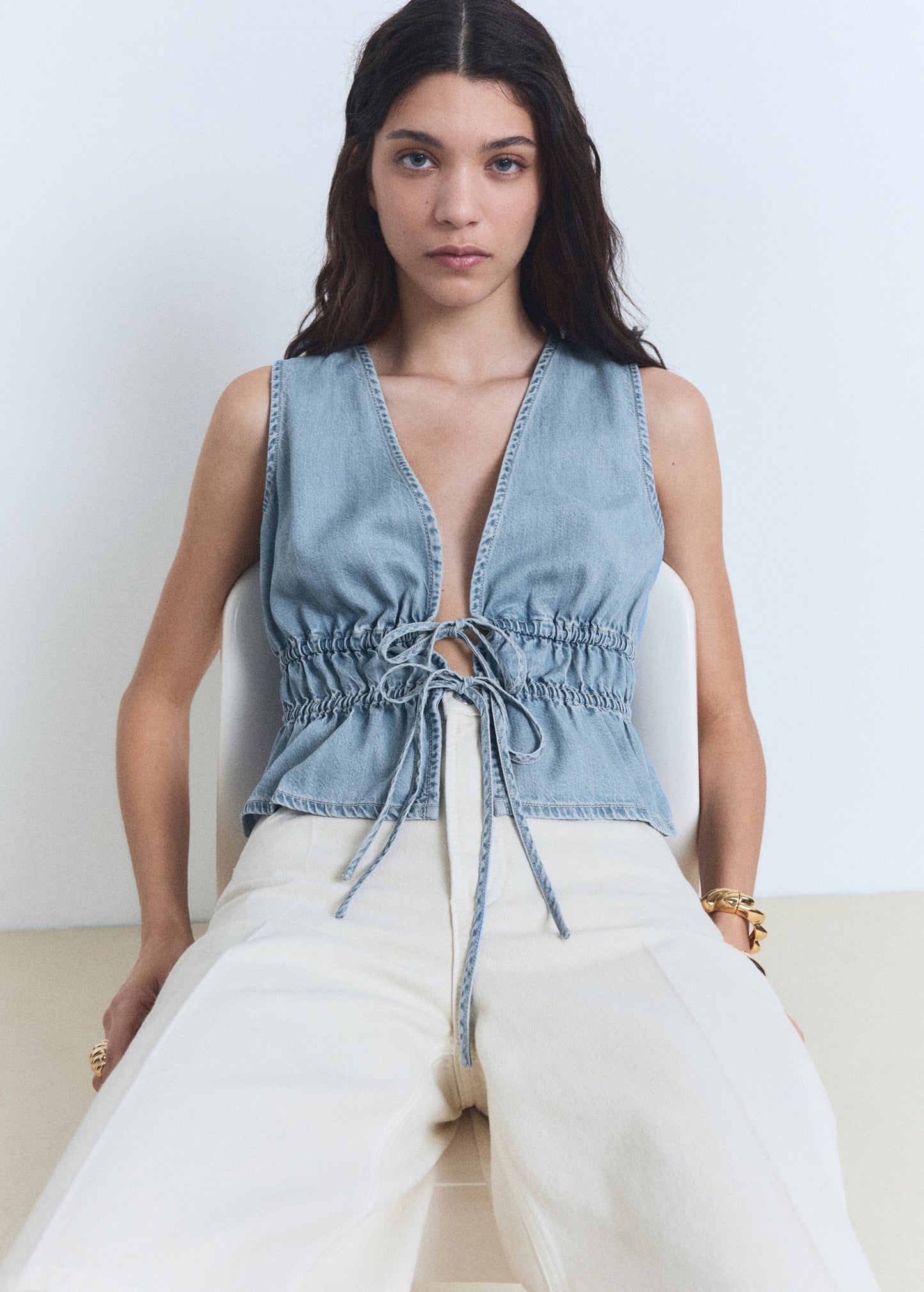 Lyocell top with tie closure
