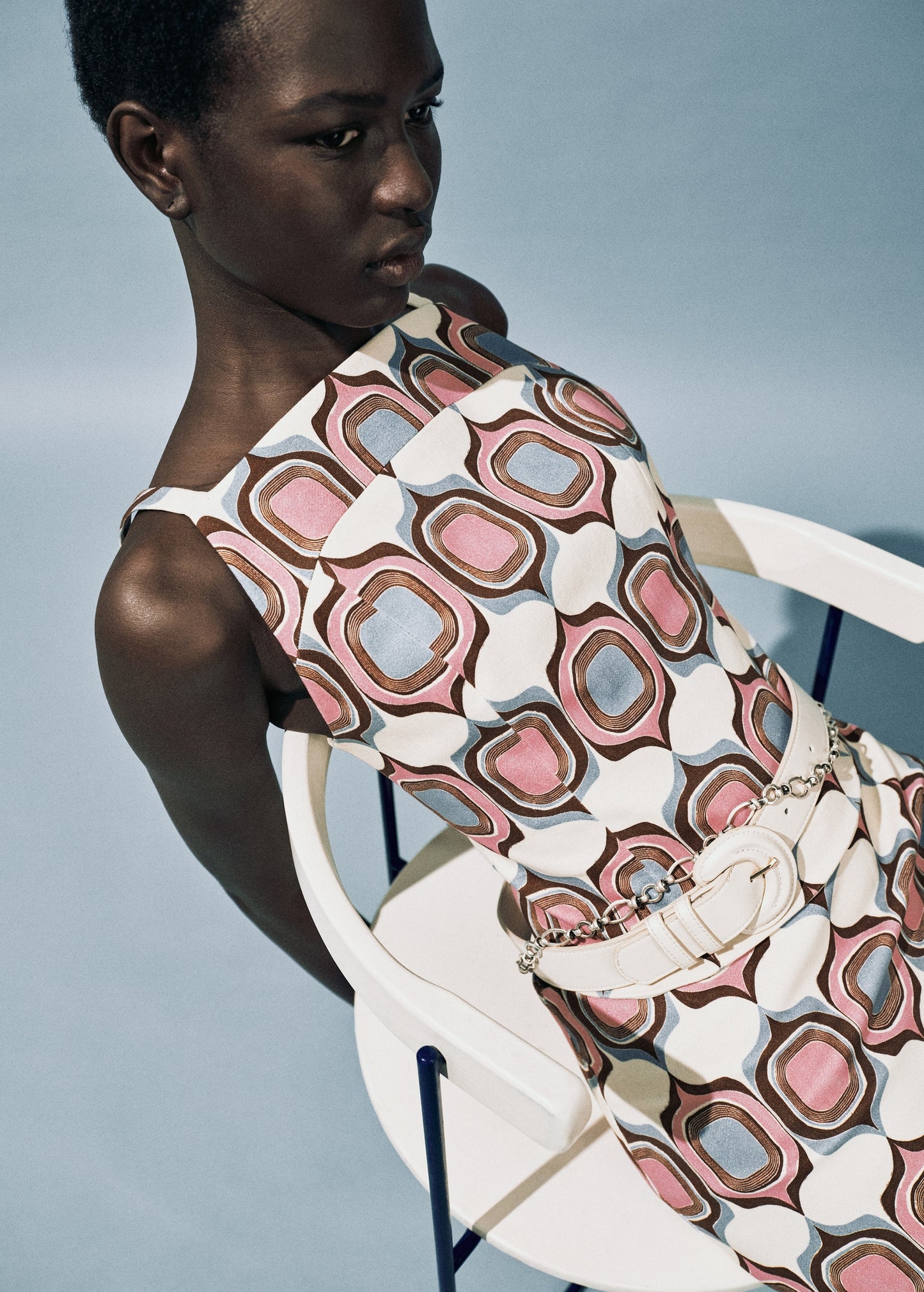 Printed boat-neck top