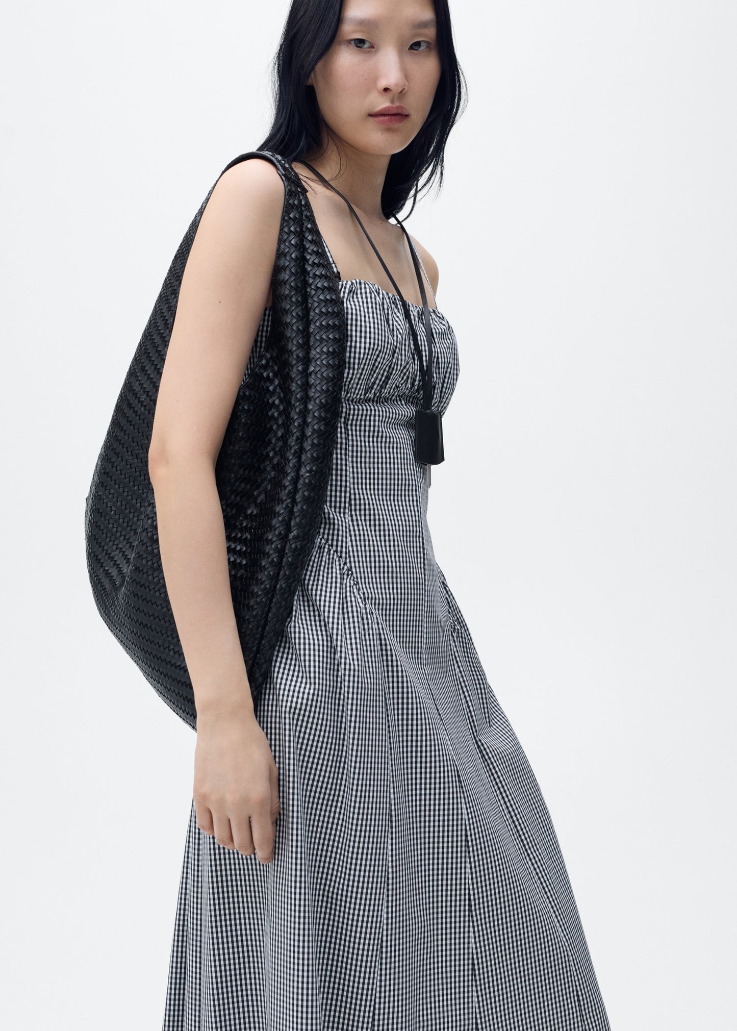 Gingham print midi dress