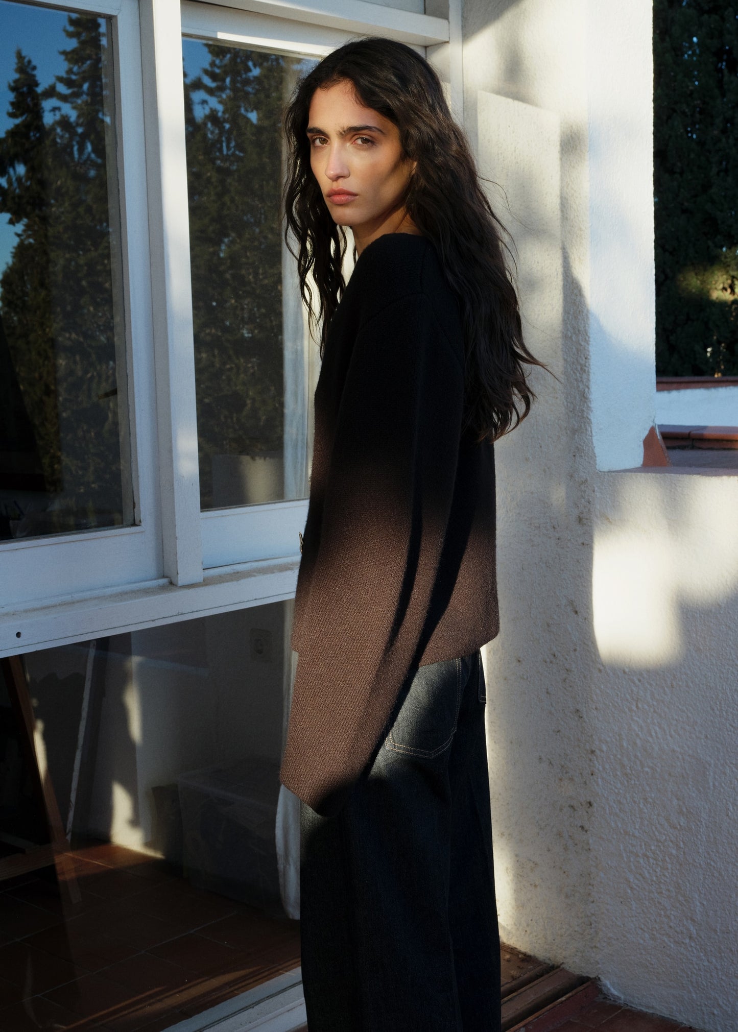 Knitted jacket with jewel buttons