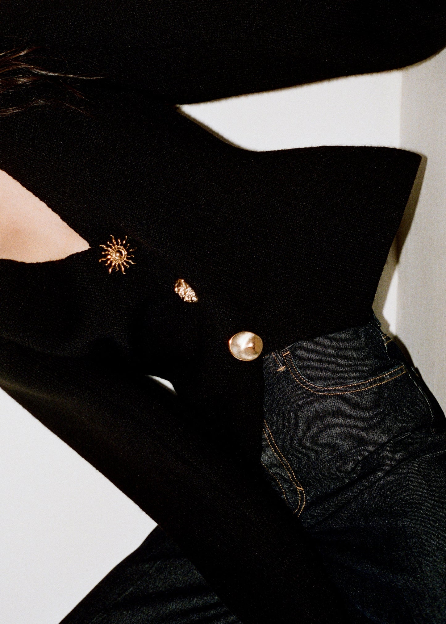 Knitted jacket with jewel buttons