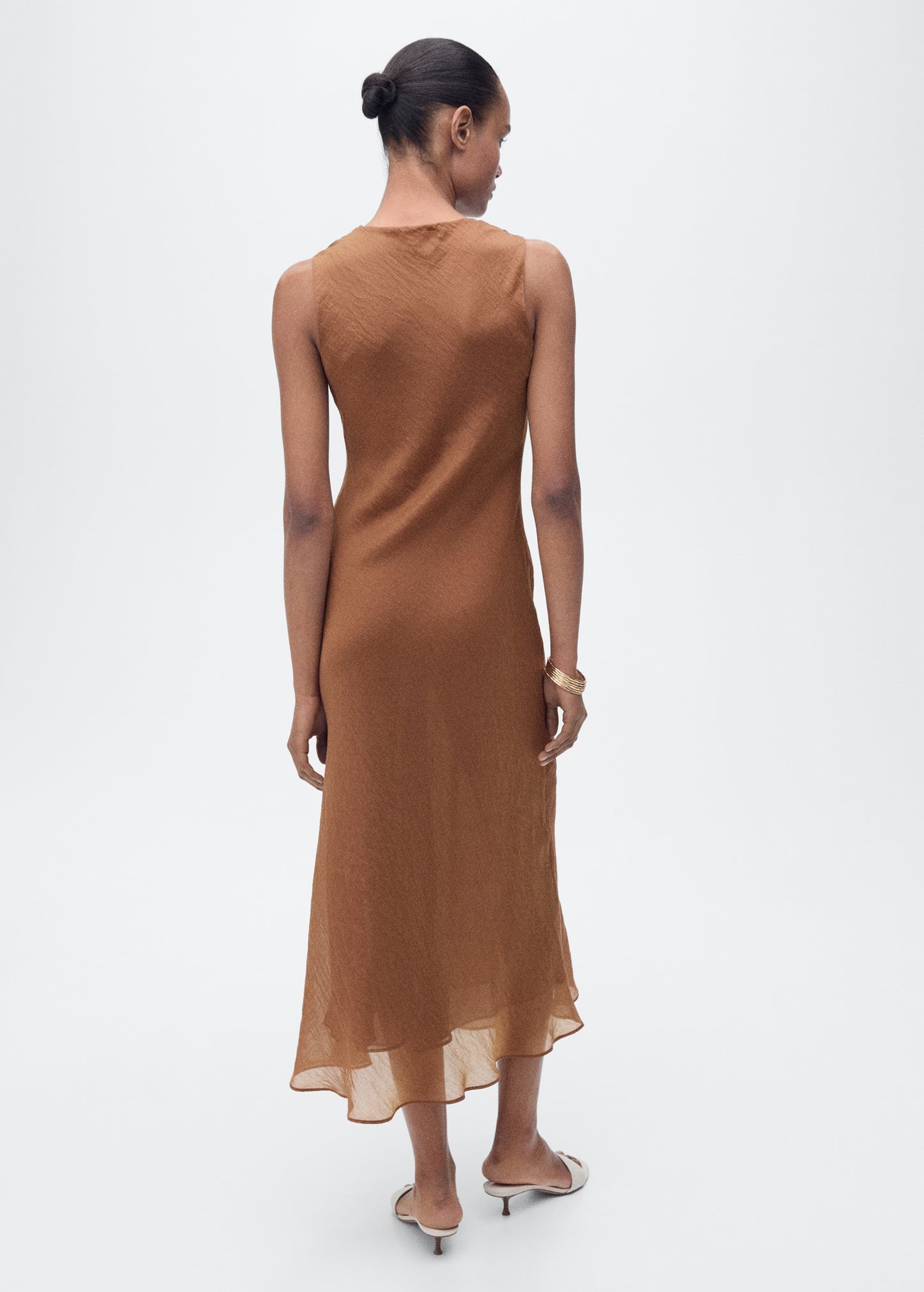 Draped neck lyocell dress