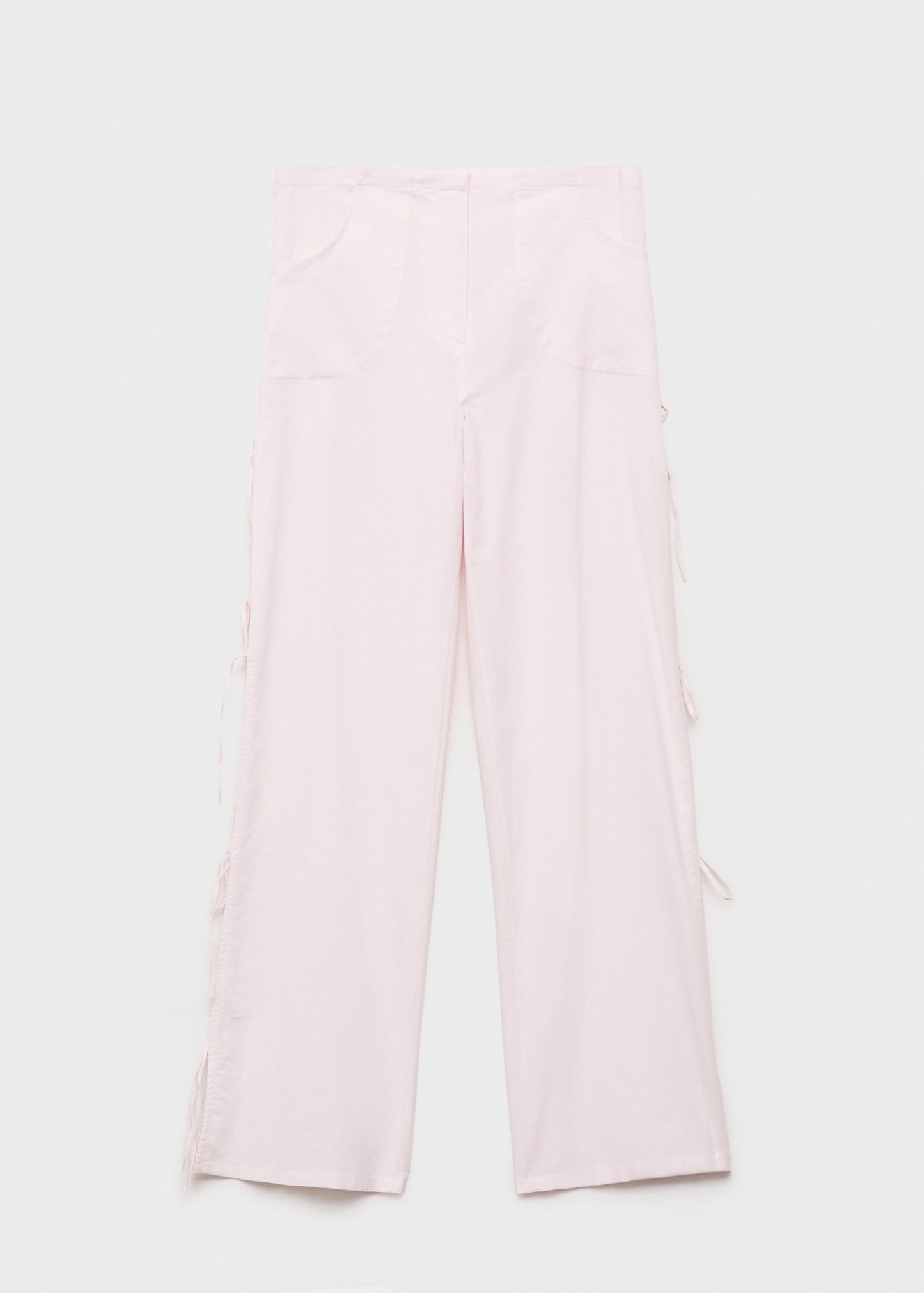 Straight trousers with slits and bows
