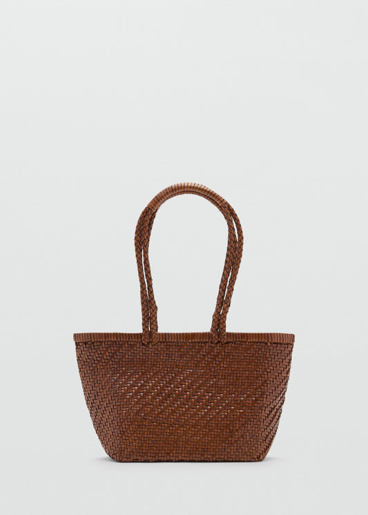 Braided leather shoulder bag
